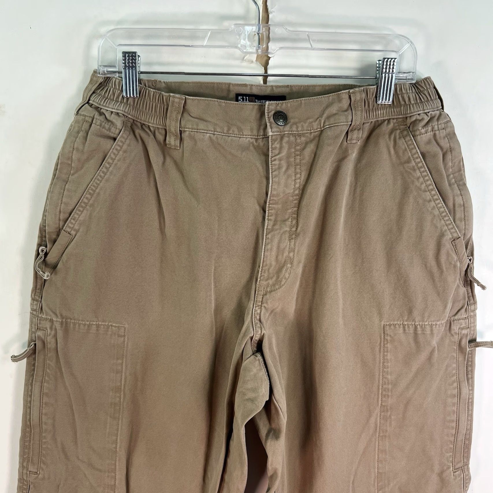 Vintage 5.11 Tactical Pants Cargo Zip Pockets Men’s Size 34 X30 Tan Elastic Waist Mens Size US 34 / EU 50 - 3 Thumbnail