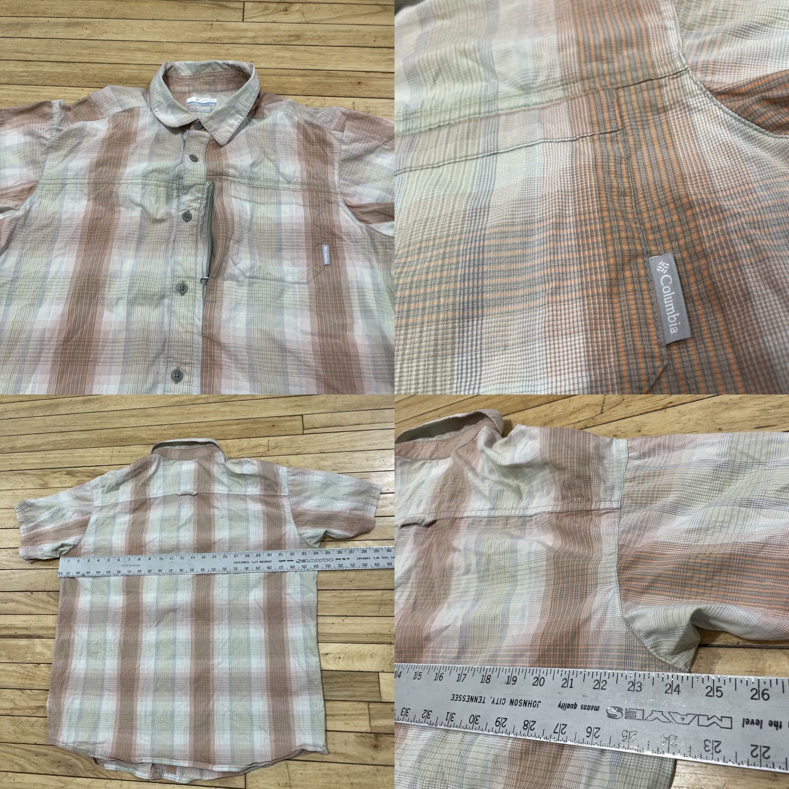 Vintage Columbia Button Shirt Men L Orange Plaid Omni Wick Short Sleeve Front Pocket Zip Pocket Outdoor Size US L / EU 52-54 / 3 - 8 Thumbnail