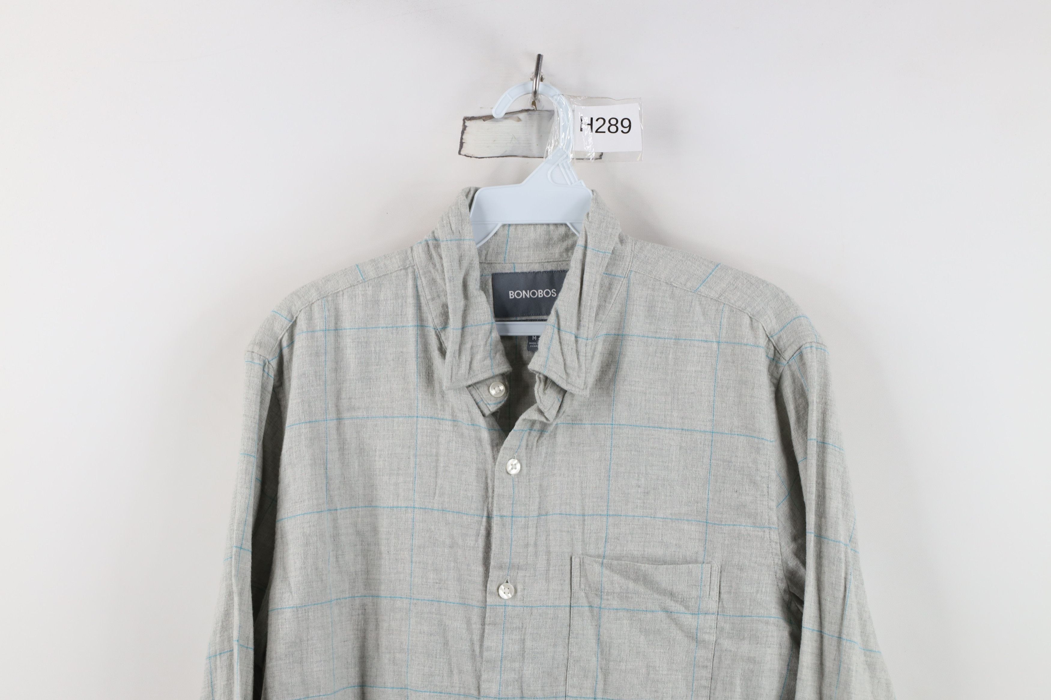 Bonobos Bonobos Slim Fit Flannel Collared Button Shirt Gray Plaid Size US M / EU 48-50 / 2 - 2 Thumbnail