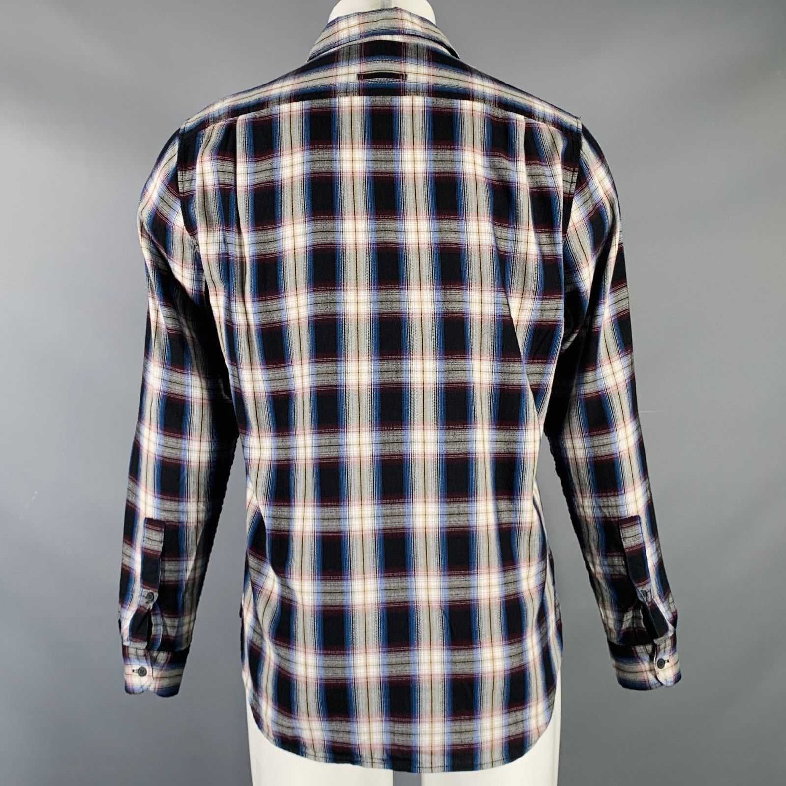 Vince Black Red Plaid Cotton Blend Spread Collar Long Sleeve Shirt Size US S / EU 44-46 / 1 - 4 Thumbnail