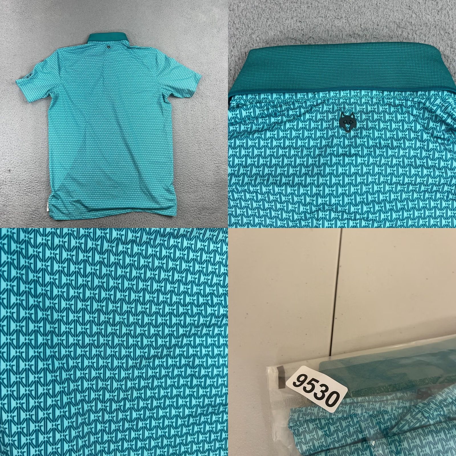 Vintage Greyson Polo Shirt Mens Medium Blue Geometric Print Golf Performance Wolf Size US M / EU 48-50 / 2 - 8 Thumbnail