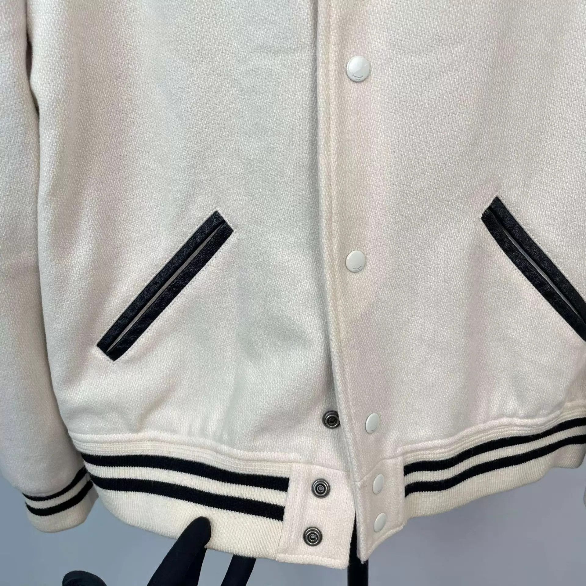 Yves Saint Laurent YSL Cotton White Baseball Jacket 54 Size US L / EU 52-54 / 3 - 9 Thumbnail