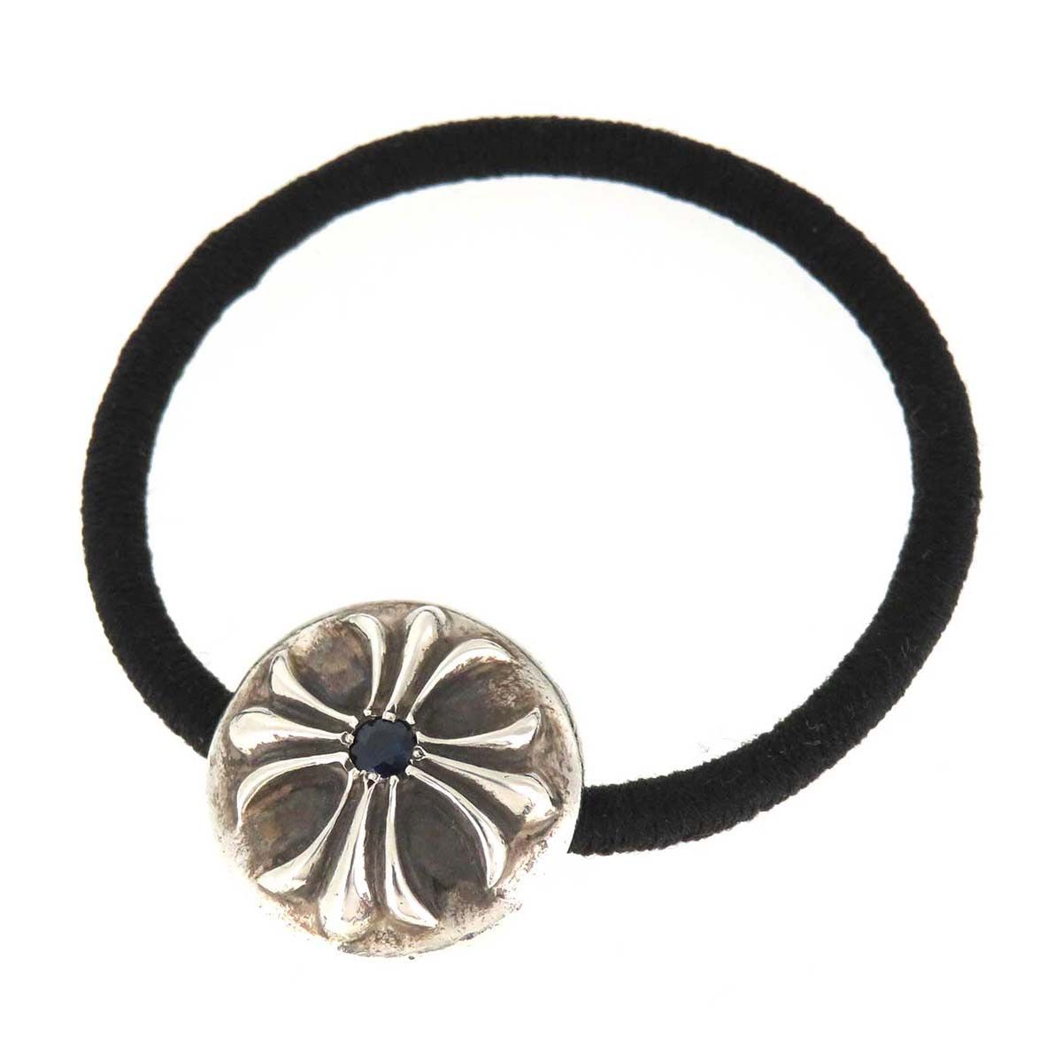 image of Chrome Hearts Silver Cross Hair Band in Black, Women's