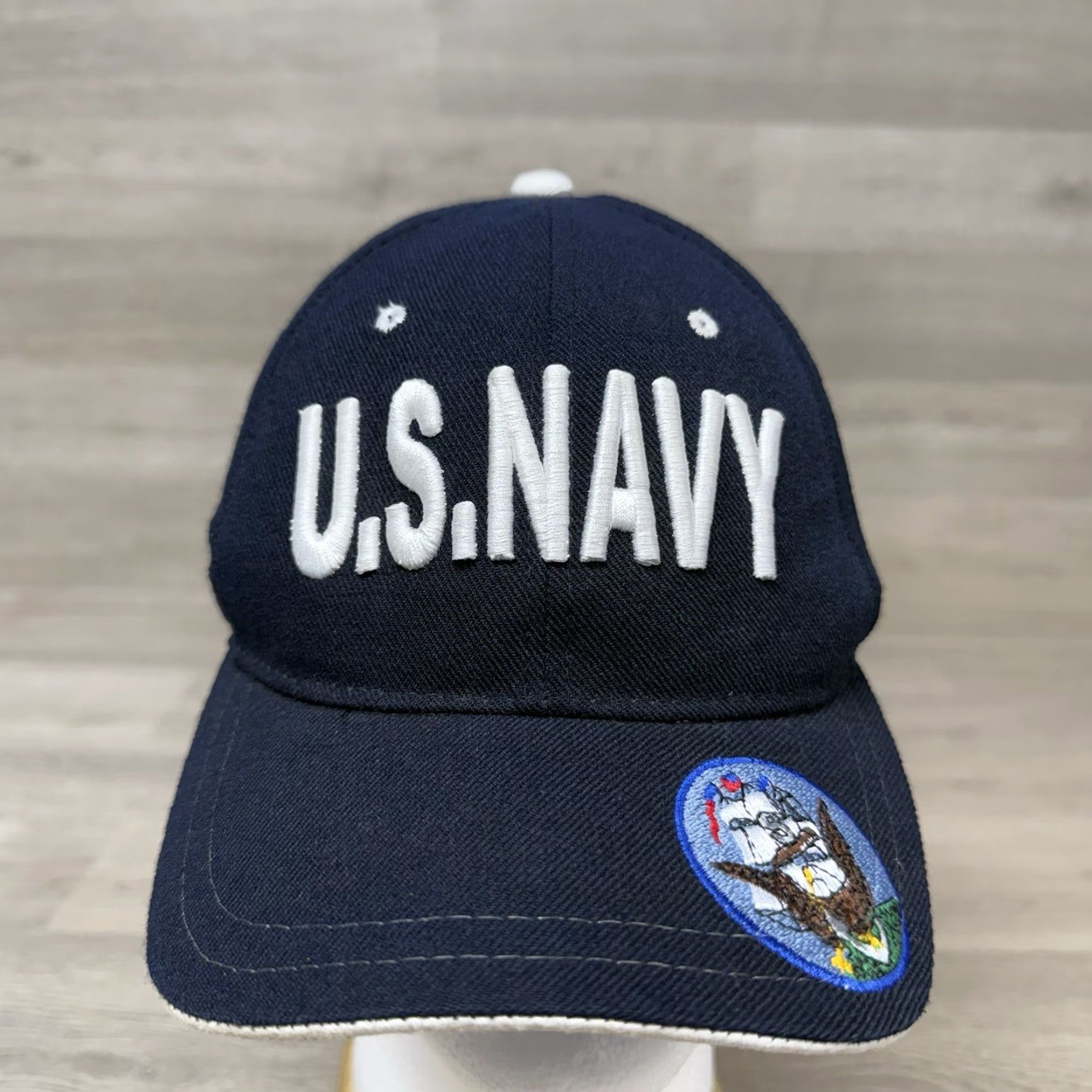 Vintage United States Navy Strapback Hat Blue One Size Adjustable Embroidered Baseball Cap Men Seasonal Headwear Size ONE SIZE - 2 Thumbnail