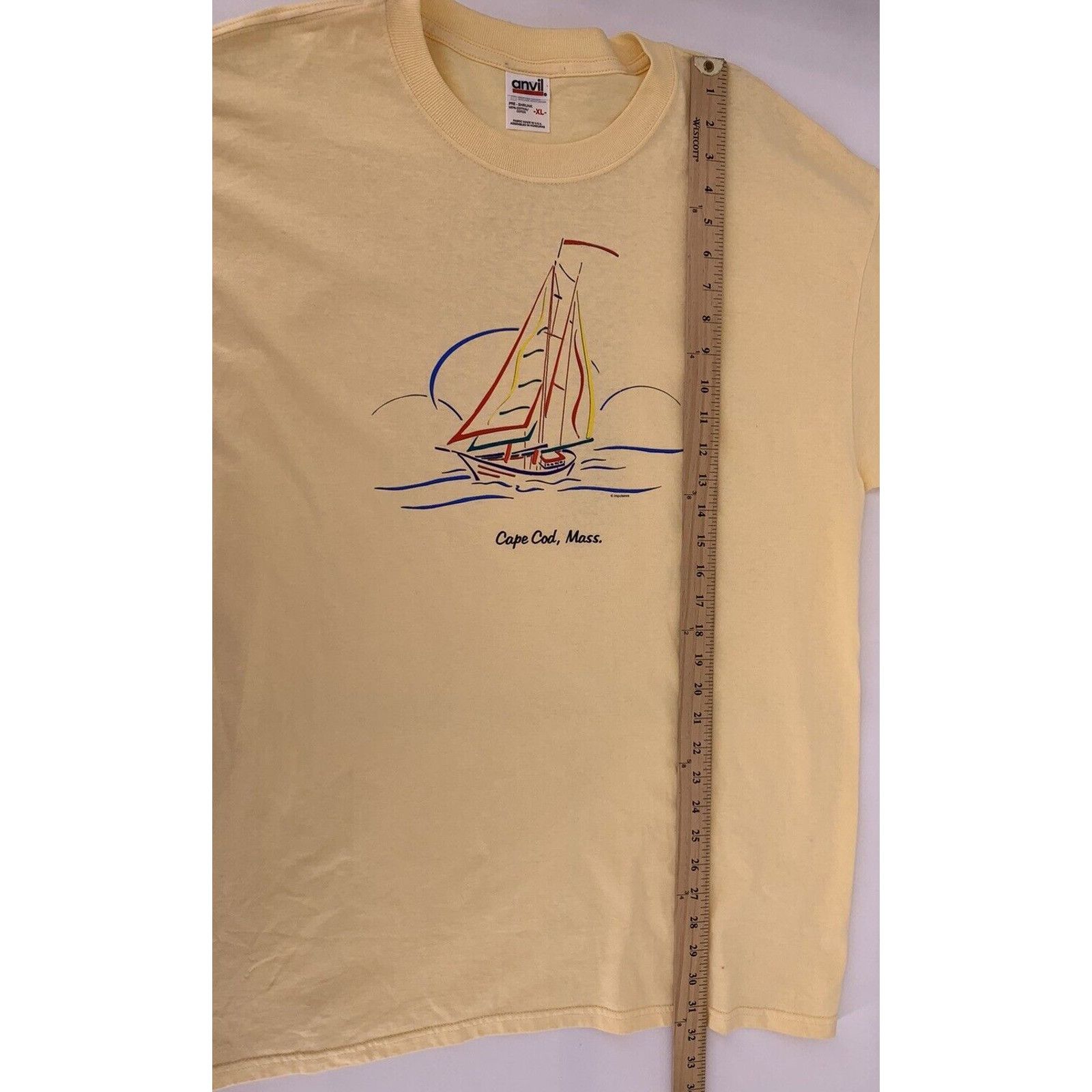 Anvil Vintage Y2K Anvil T-Shirt CAPE COD, MASS Sailboat Yellow XL Size US XL / EU 56 / 4 - 9 Thumbnail
