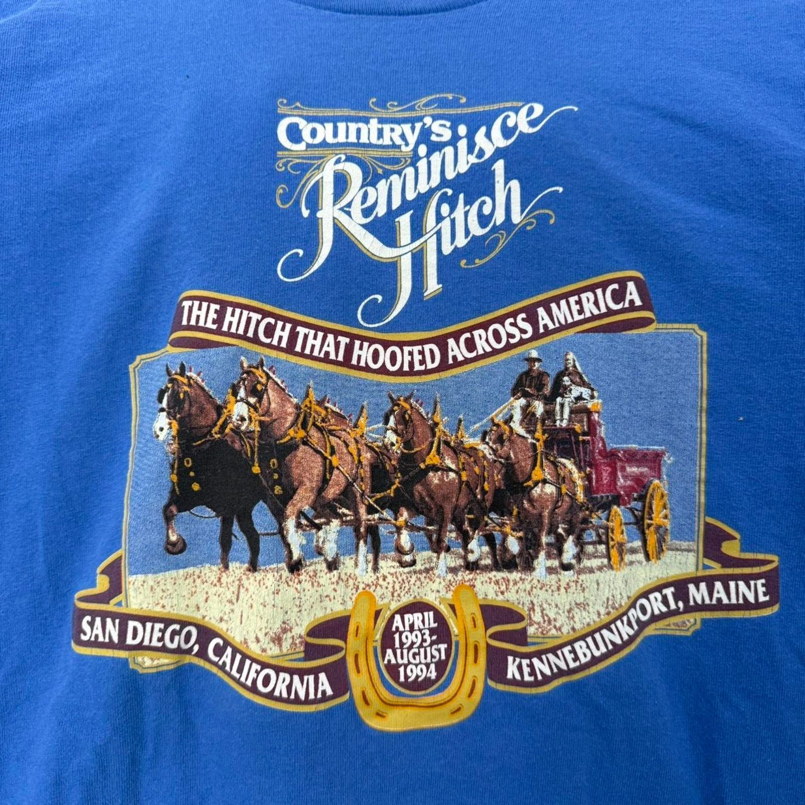 Fruit Of The Loom Vintage 90s Country's Reminisce Hitch T-Shirt Size US L / EU 52-54 / 3 - 5 Thumbnail