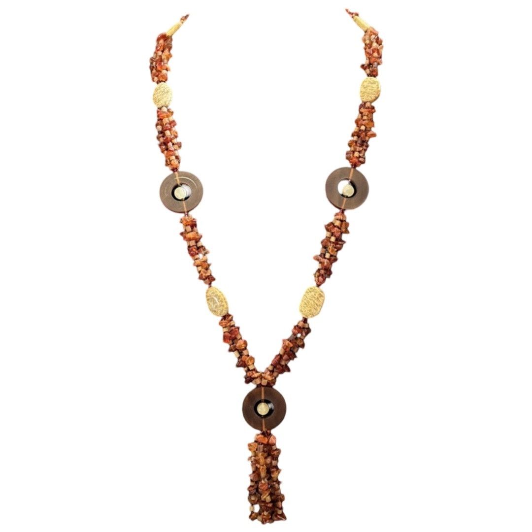 Vintage Pearl And Cherry Amber Artisan Necklace
