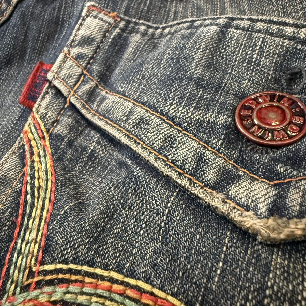If Six Was Nine 🔥 Vintage Special Flared 🌈 Stich Edwin Blue Trip Mud Denim Size US 30 / EU 46 - 9 Thumbnail