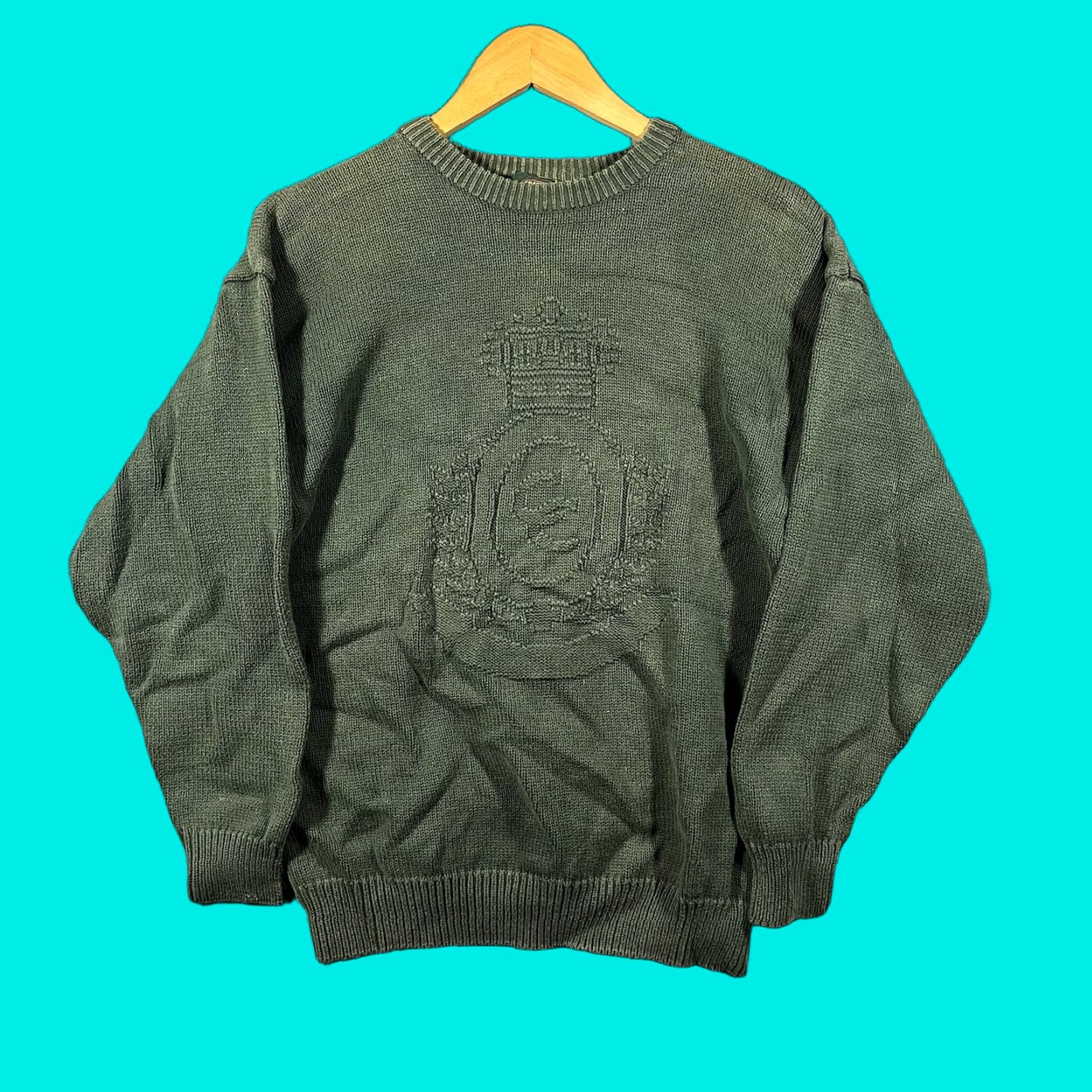 Charter Club VINTAGE Charter Club Sweater Cable-Knit Crew Neck Cotton Womens Small Green 90s Retro Ski Casual Pullover Holiday Fall Winter Women's Size S / US 4 / IT 40 - 1 Thumbnail