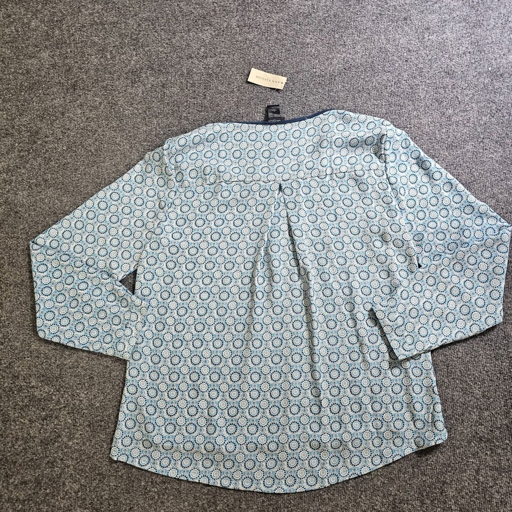 Ann Taylor Ann Taylor Top Womens L Green Blue Long Sleeve Geometric Casual Office Shirt Size L / US 10 / IT 46 - 7 Thumbnail