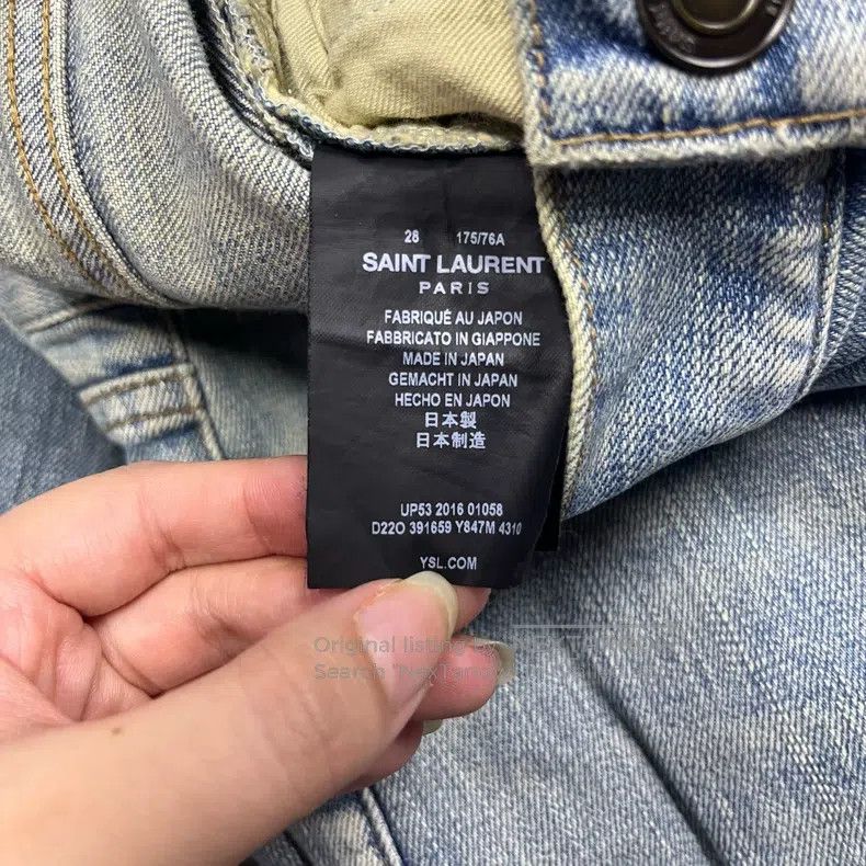 Saint Laurent Paris Saint Laurent Paris Classic Blue Washed Destroyed Mid Rise Size US 28 / EU 44 - 5 Thumbnail
