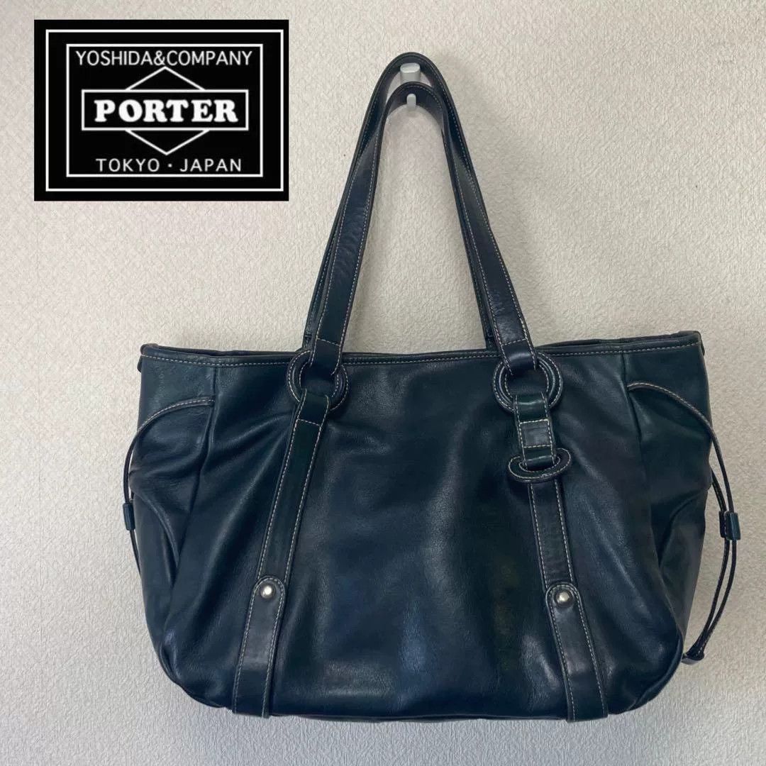 Porter Porter Green Blue Leather Handbag Size ONE SIZE - 1 Thumbnail