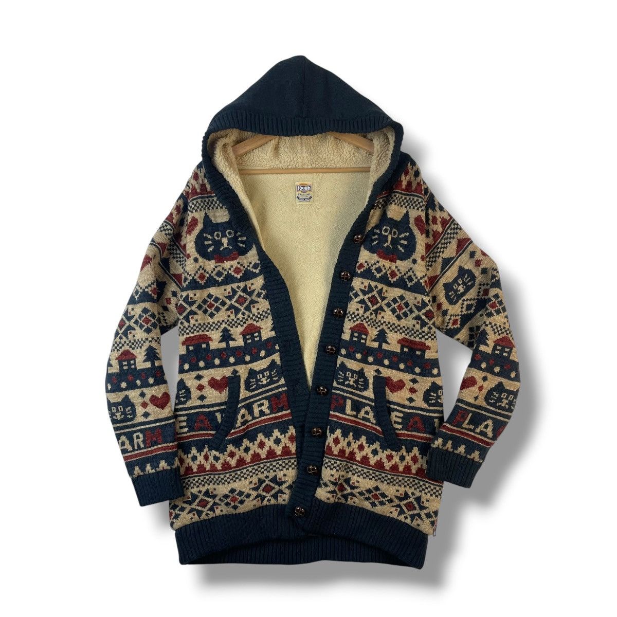 Ne-Net 🇯🇵 ROUGH NATURAL FULL PRINT BUTTON UP KNITTED JACKET Size M / US 6-8 / IT 42-44 - 3 Thumbnail