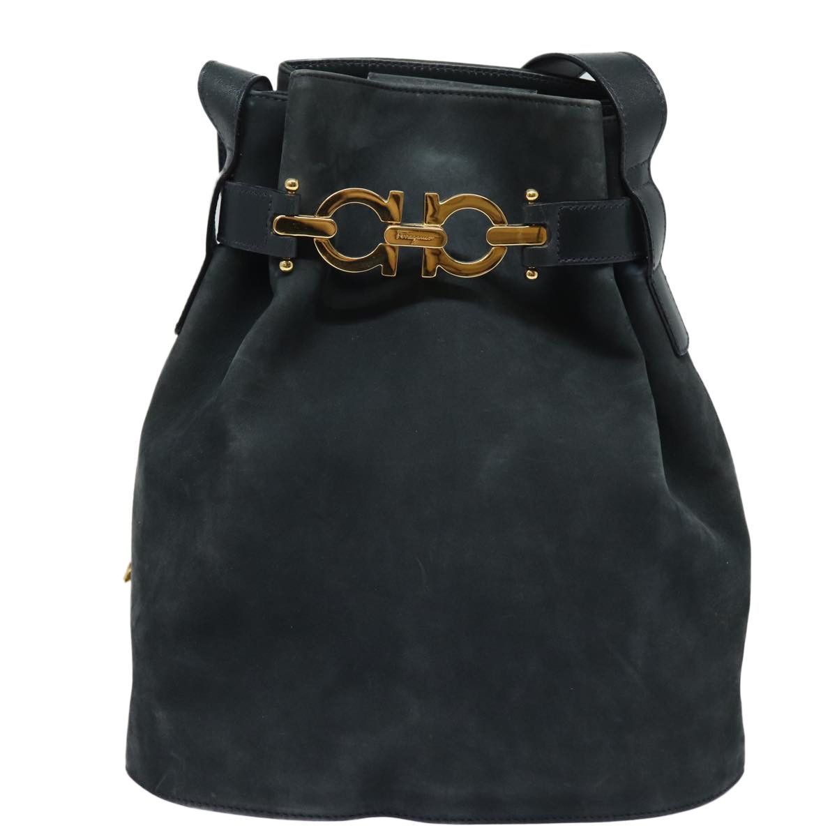 Salvatore Ferragamo Gancini Navy Suede Shoulder Bag (Pre-Owned) Size ONE SIZE - 1 Thumbnail