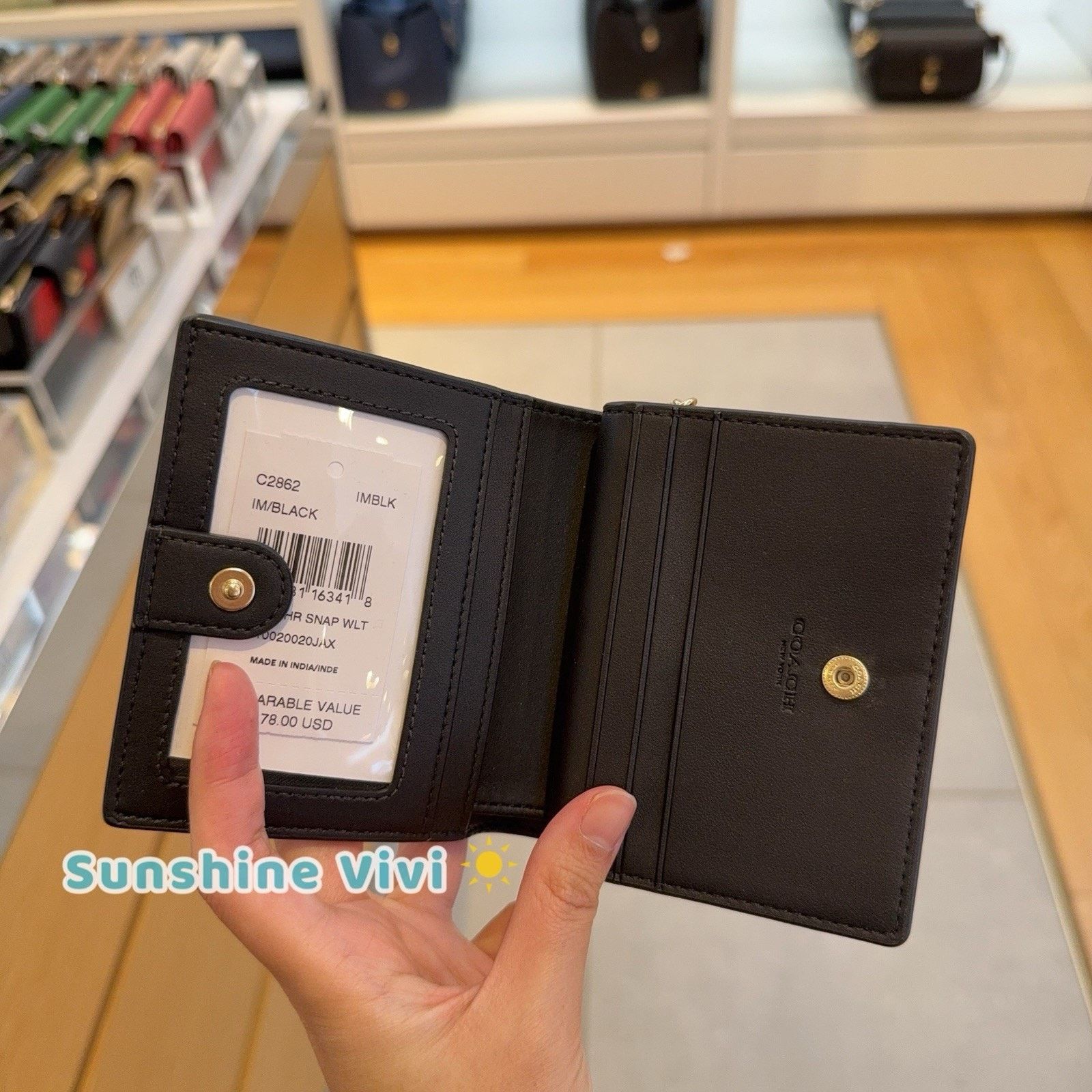 Coach NWT Coach Snap Wallet Gold/Black C2862 Leather Size ONE SIZE - 4 Thumbnail