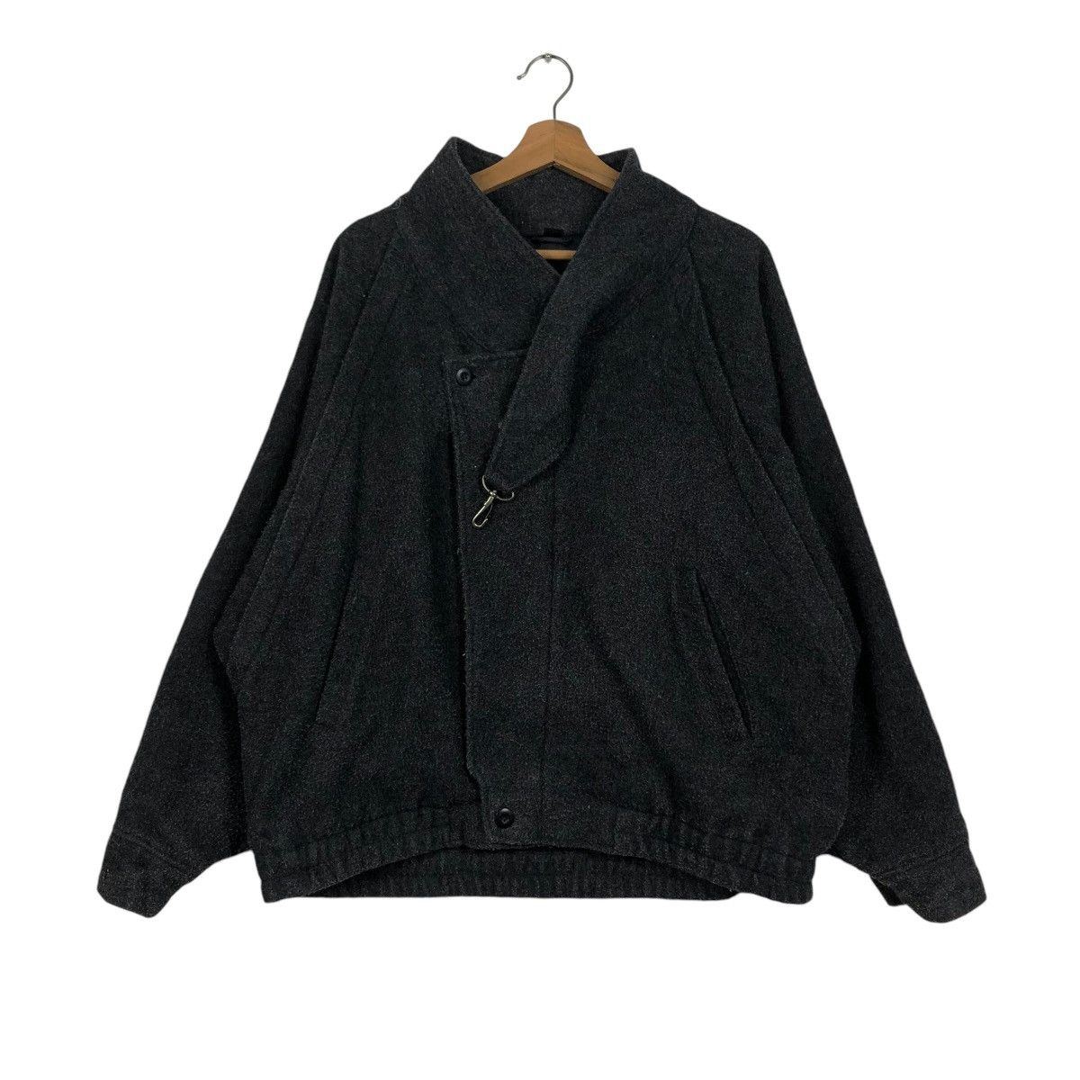Vintage 🔥VINTAGE WOOL BOMBER JACKET BONDAGE HIDDEN COLLAR BIKER Size US M / EU 48-50 / 2 - 3 Thumbnail