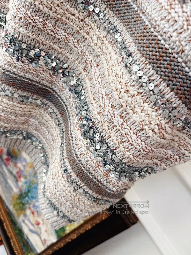 Brunello Cucinelli Brunello Cucinelli Gray Mixed Pink and Purple Stripe Sequi Size XS / US 0-2 / IT 36-38 - 2 Thumbnail