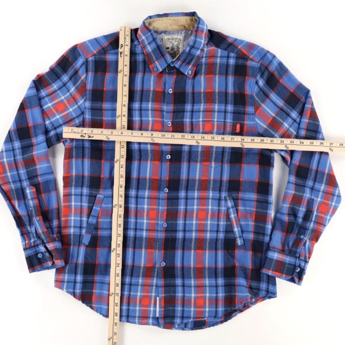 Vintage RSVLTS Shirt Blue Plaid Button Down Long Sleeve Polyester Flannel Men L Size US L / EU 52-54 / 3 - 3 Thumbnail