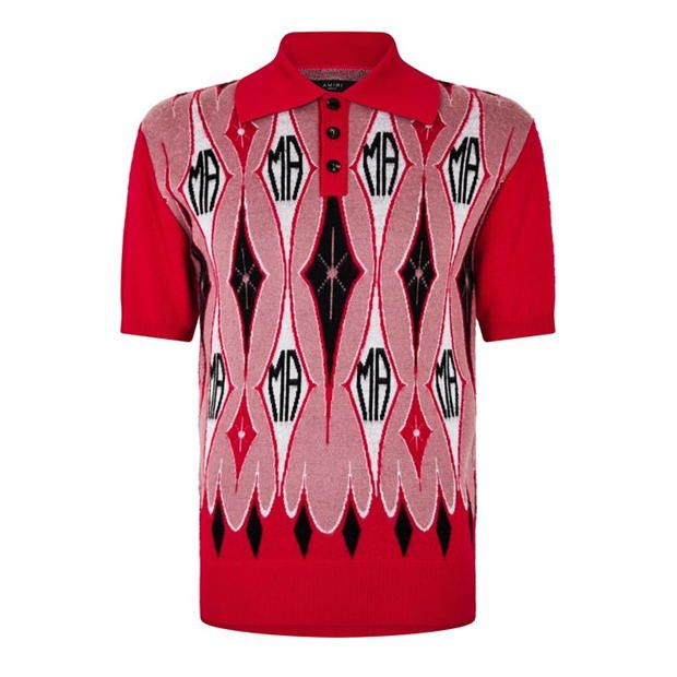 image of Amiri O1G2R1Mq0324 Polo Shirt In Red, Men's (Size Small)