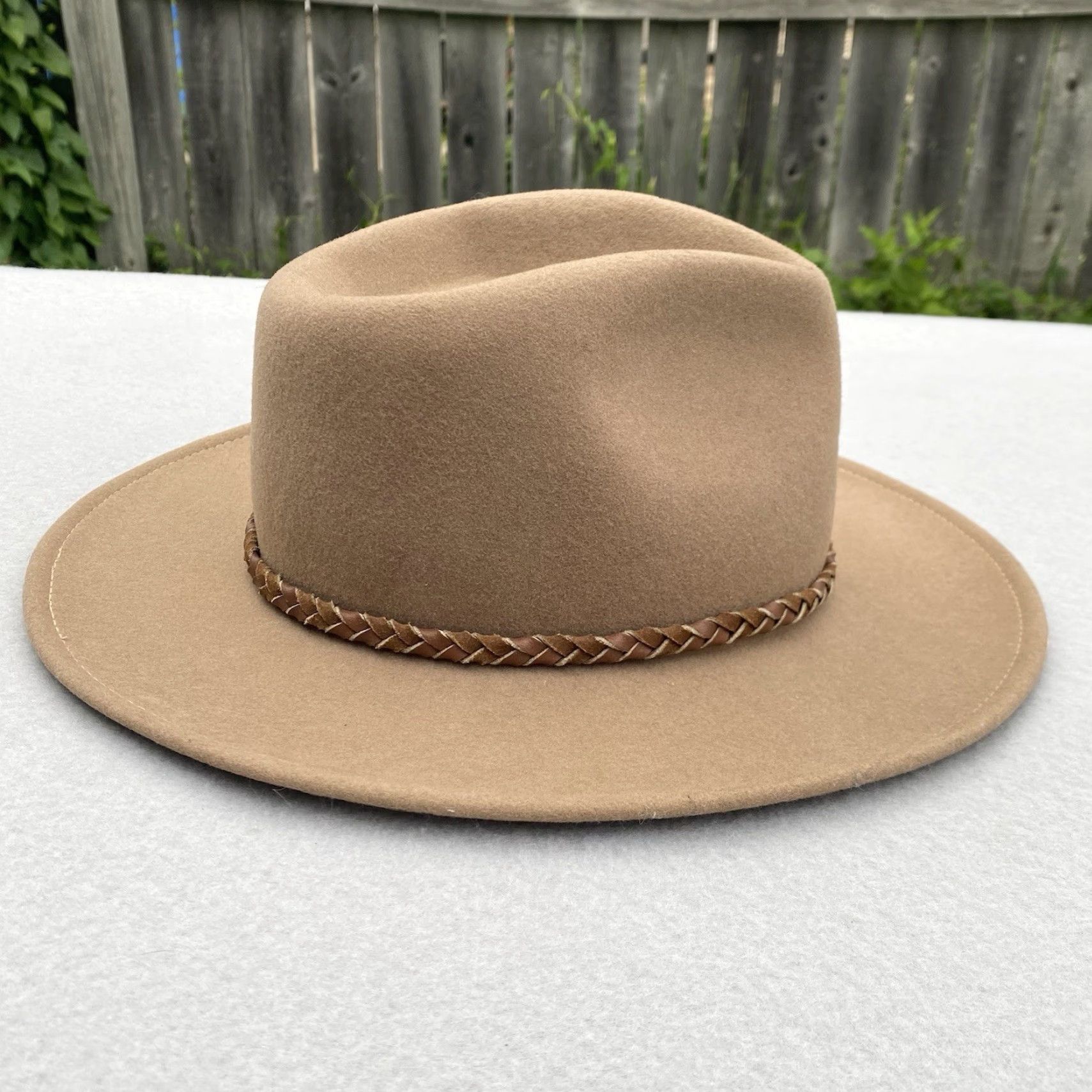 CO VINTAGE Golden Gate Hat Co Brown Wool Fedora Leather Band Men’s Small Brown USA Fedora Wool Felt Hat Mens Size ONE SIZE - 4 Thumbnail