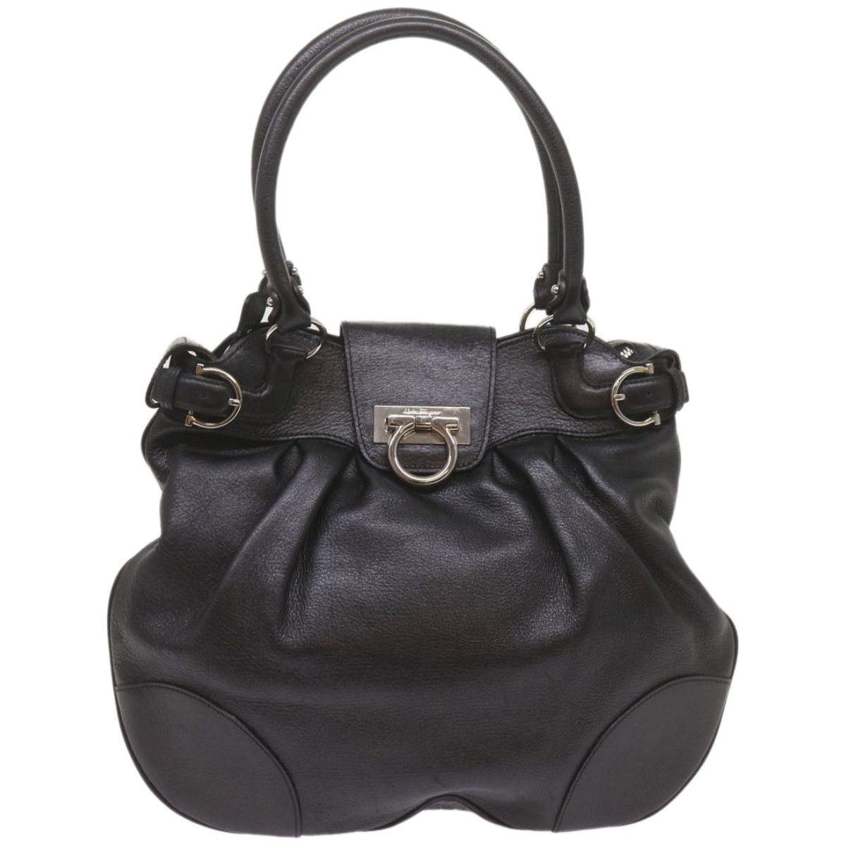 Salvatore Ferragamo Gancio Black Leather Handbag (Pre-Owned) Size ONE SIZE - 1 Thumbnail