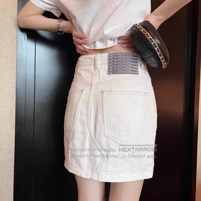 Fendi Fendi Beige Denim Skirt Size 24" / US 00 / IT 34 - 2 Thumbnail