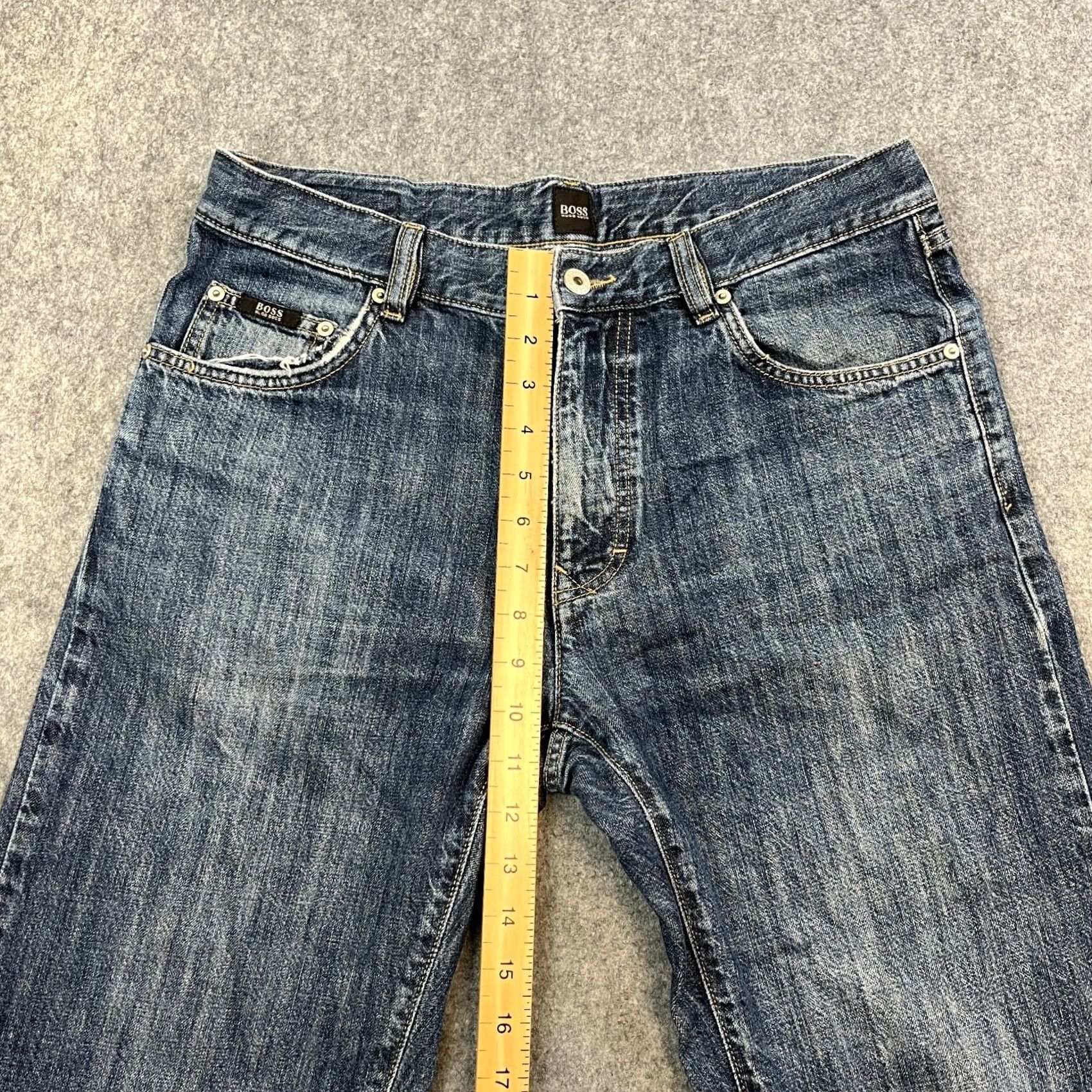 Hugo Boss HUGO BOSS Arkansas Jeans Regular Straight 32 30 Dark Blue Cotton Button Fly 5-Pocket Mens Vintage No Blue Jeans Size US 32 / EU 48 - 5 Thumbnail