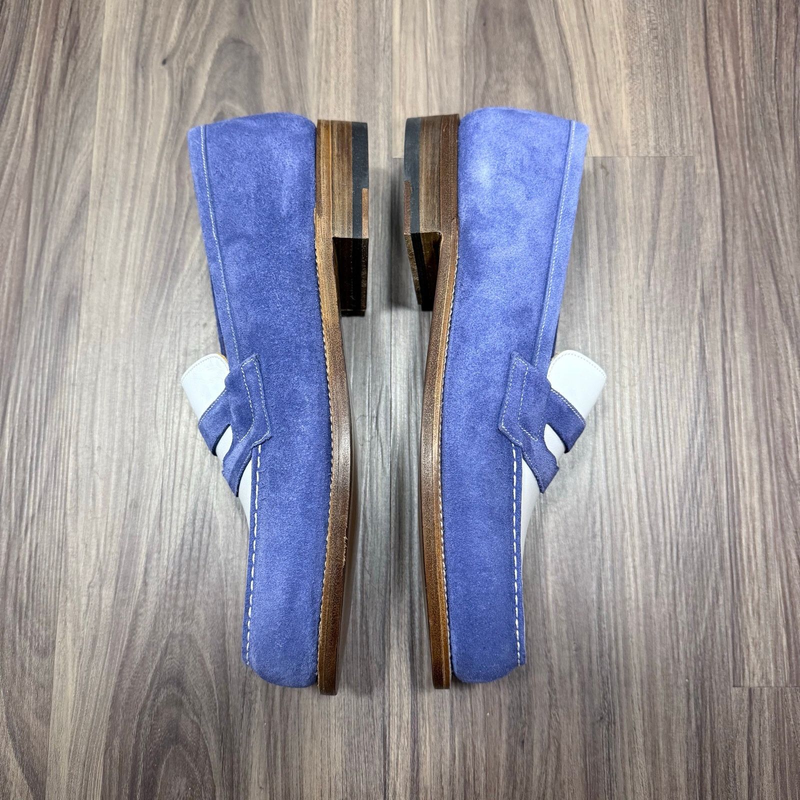 J.M. Weston NIB J.M Weston 180 Blue & White Penny Loafers Size 9US / 8UK Size US 9 / EU 42 - 5 Thumbnail
