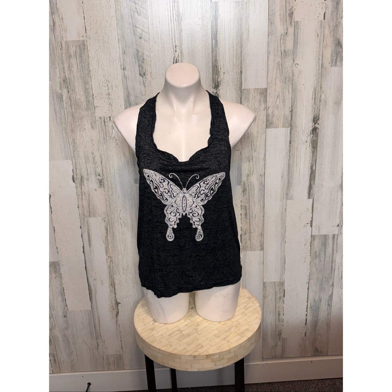 Other Women’s Black Butterfly Racerback Tank Top Size S Boho Graph Size M / US 6-8 / IT 42-44 - 1 Thumbnail
