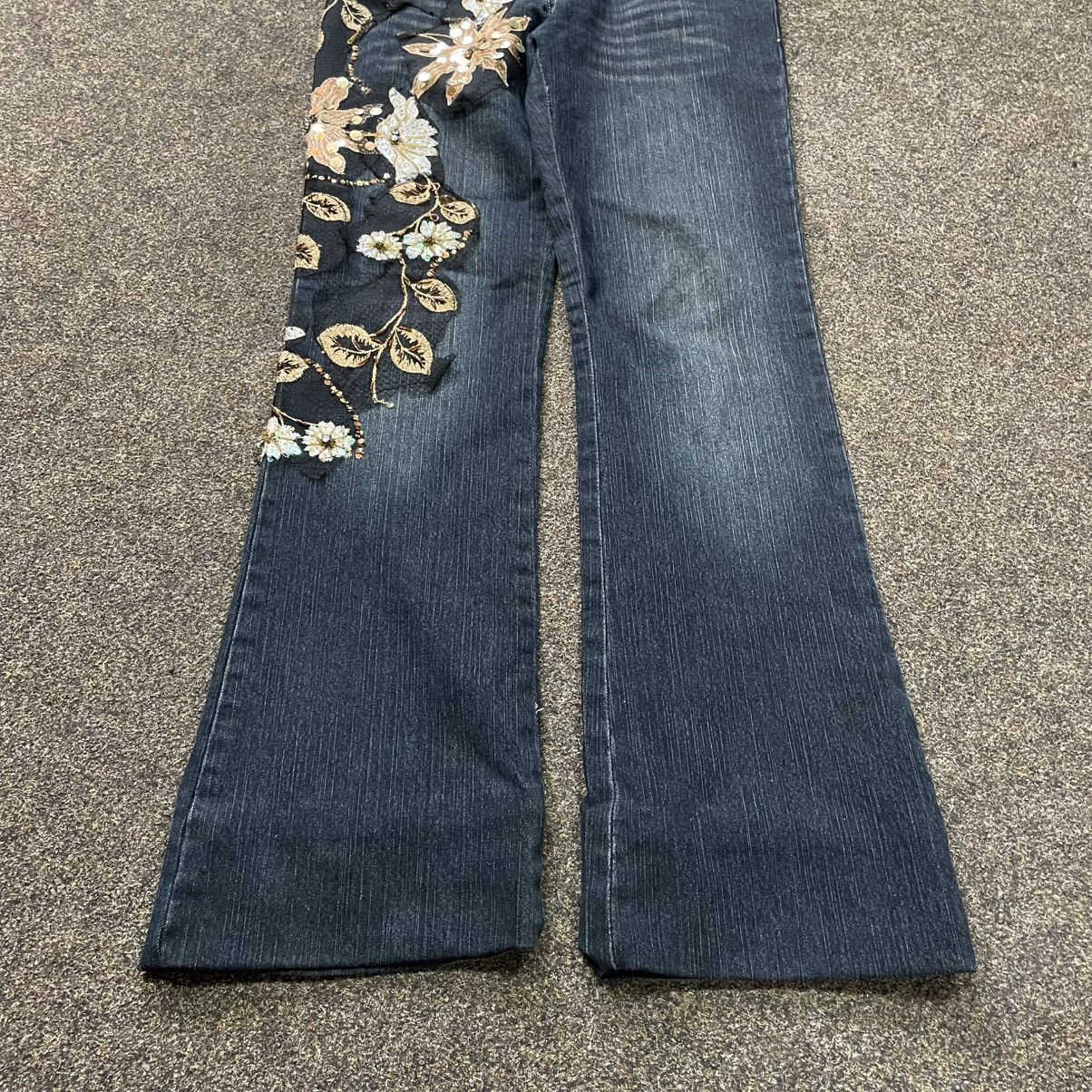 Vintage Vintage Y2K Floral Baggy Flared Jeans Wide Leg Skate 90s Size 30" / US 8 / IT 44 - 5 Thumbnail