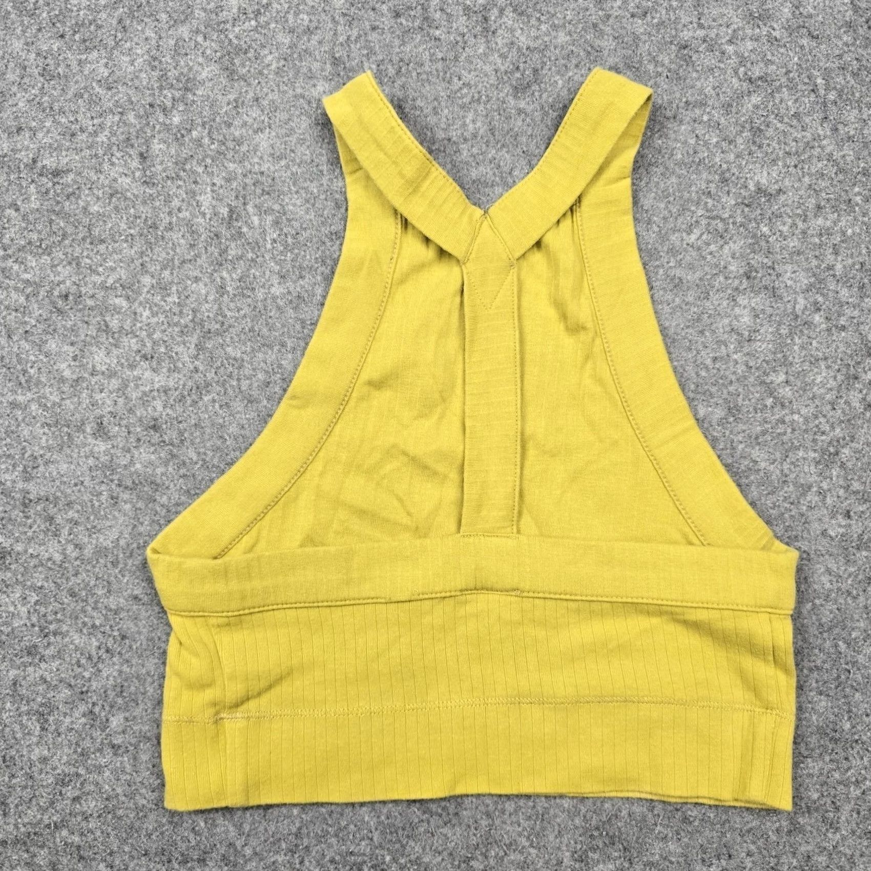 Free People Intimately Free People Bralette Womens Small Yellow Rib Knit Crossback Wireless Shirt Nifty Loot Womens Bralette Small Yellow Crossback Wireless Size ONE SIZE - 2 Thumbnail