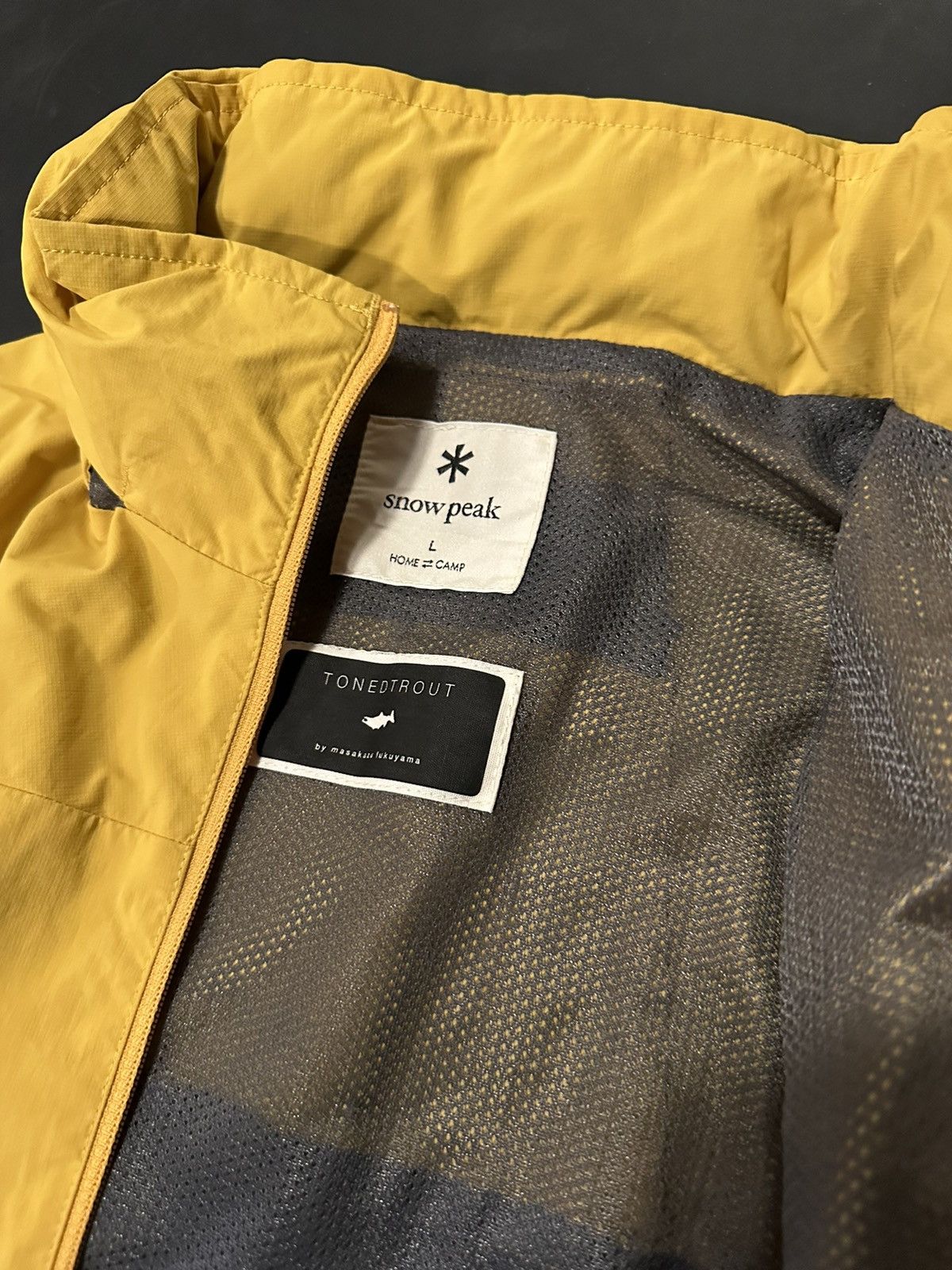 image of Snow Peak X Toned Trout Jacket in Yellow, Men's (Size Medium)