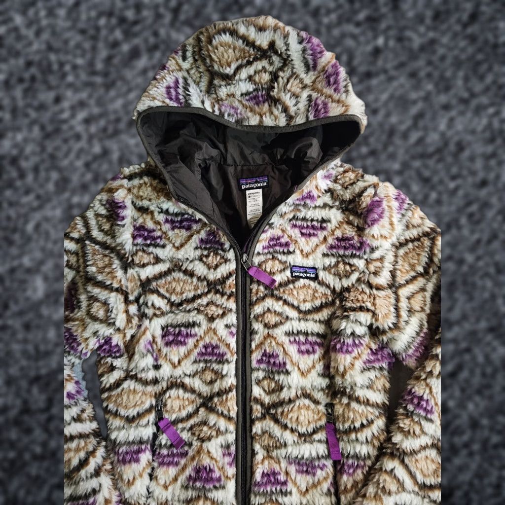 Patagonia VINTAGE Patagonia Retro-X Fleece Full-Zip Hooded Womens Sz M Gold & Purple Jacket Size M / US 6-8 / IT 42-44 - 1 Thumbnail