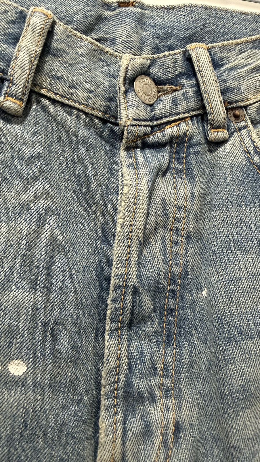 Acne Studios 2021 LOOSE BLUE PAINT SPLATTER JEANS Size US 29 - 5 Thumbnail
