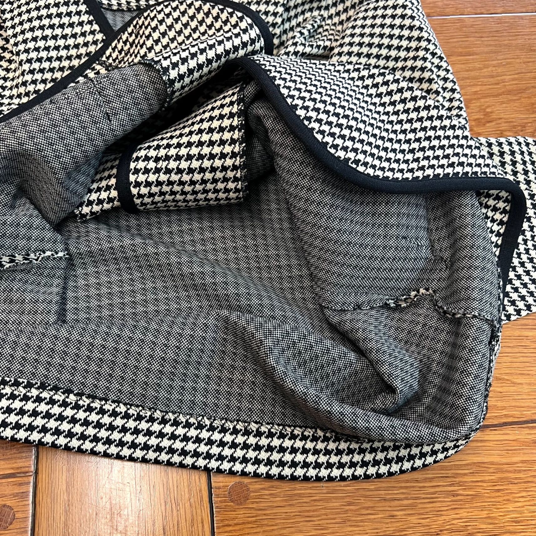Vintage Marty Gutmacher Blazer Woman Houndstooth Black Large Lined Collarless Long Sleeve Button Jacket Size L / US 10 / IT 46 - 5 Thumbnail