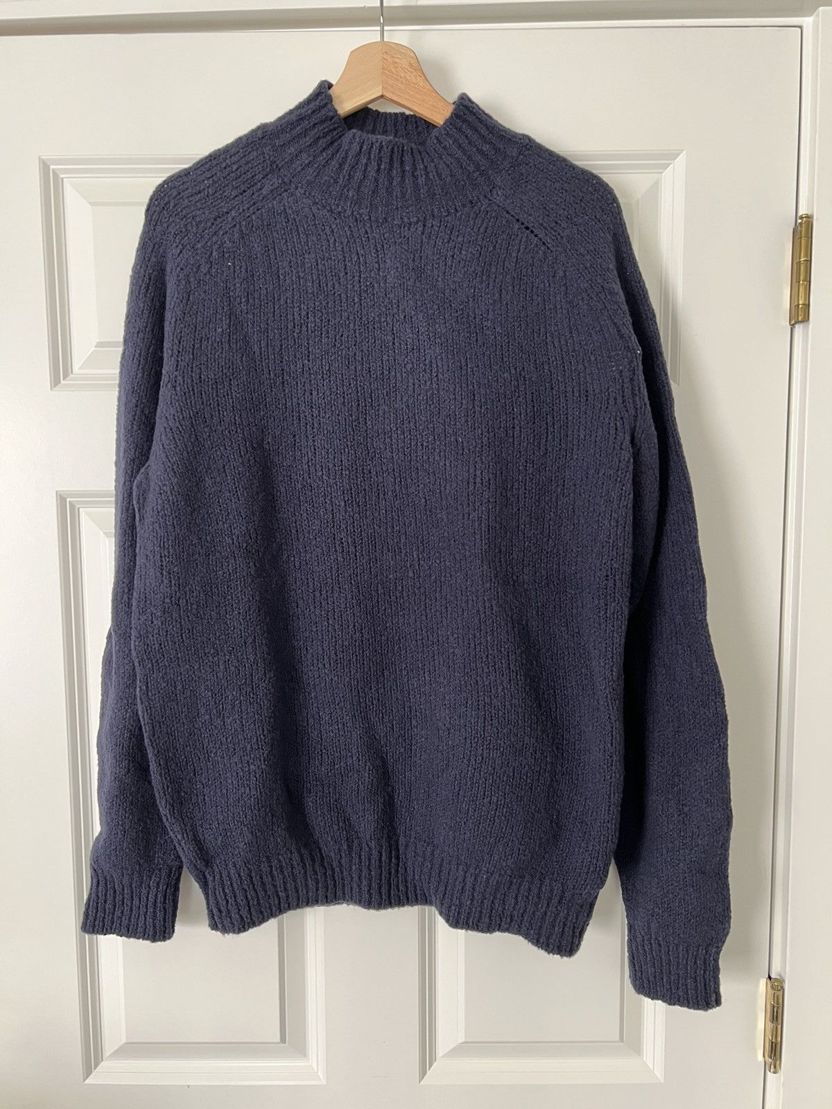 De Bonne Facture Navy mock neck Pecora knit sweater | Grailed
