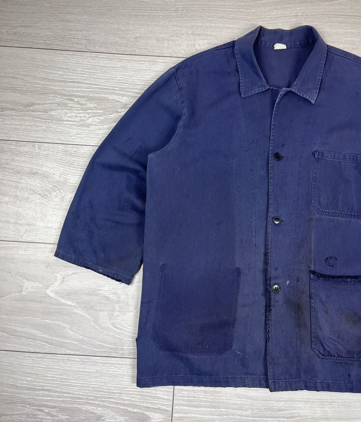 Le Laboureur Le Laboureur Vintage 70s French Blue Work Chore Jacket Size US L / EU 52-54 / 3 - 3 Thumbnail