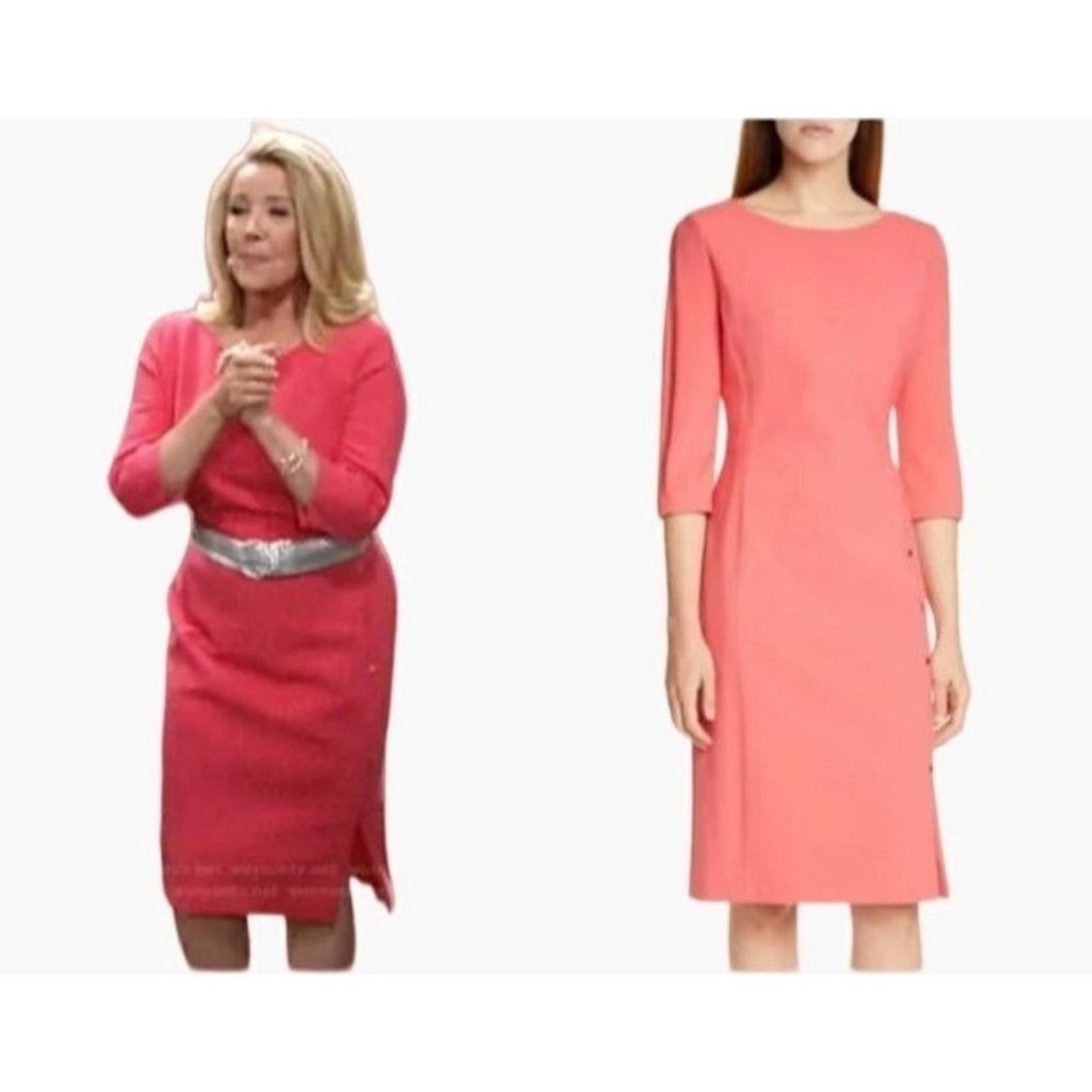 Hugo Boss HUGO BOSS Bright Pink DIKENA Ponte Knit Sheath Dress 8 Size M / US 6-8 / IT 42-44 - 5 Thumbnail