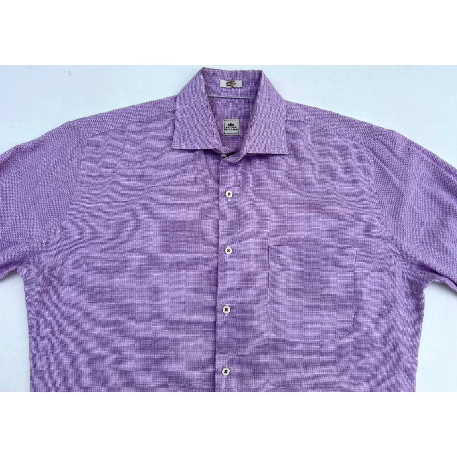 Peter Millar VINTAGE Peter Millar Button-Up Shirt Micro Check Mens M Purple Lilac Cotton Woven Long Sleeve Collared Button-Up 90s (if applicable) Mens Size US M / EU 48-50 / 2 - 3 Thumbnail