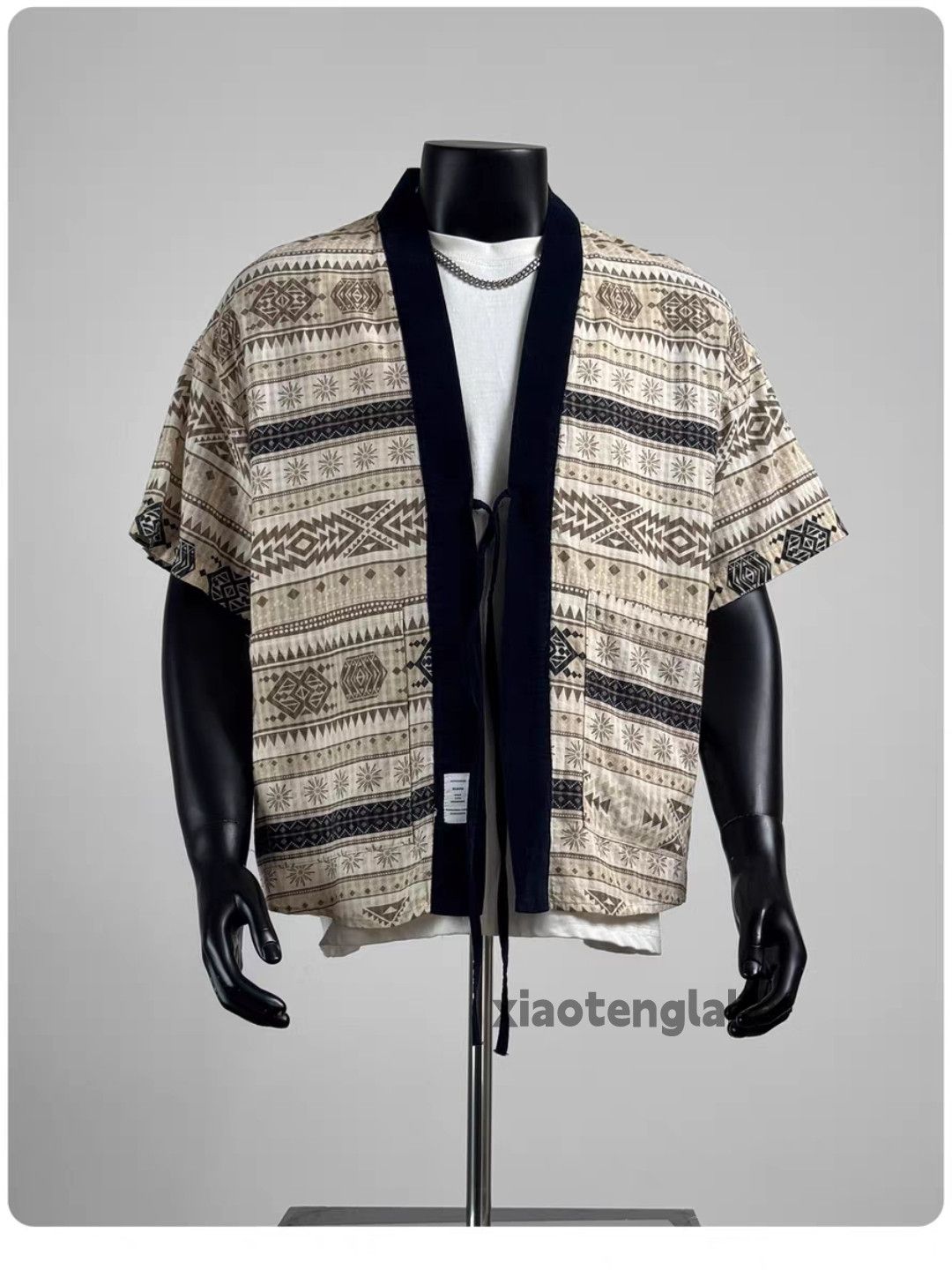 Vintage Unisex utility loose baggy taoist robe striped shirt Size US L / EU 52-54 / 3 - 2 Thumbnail