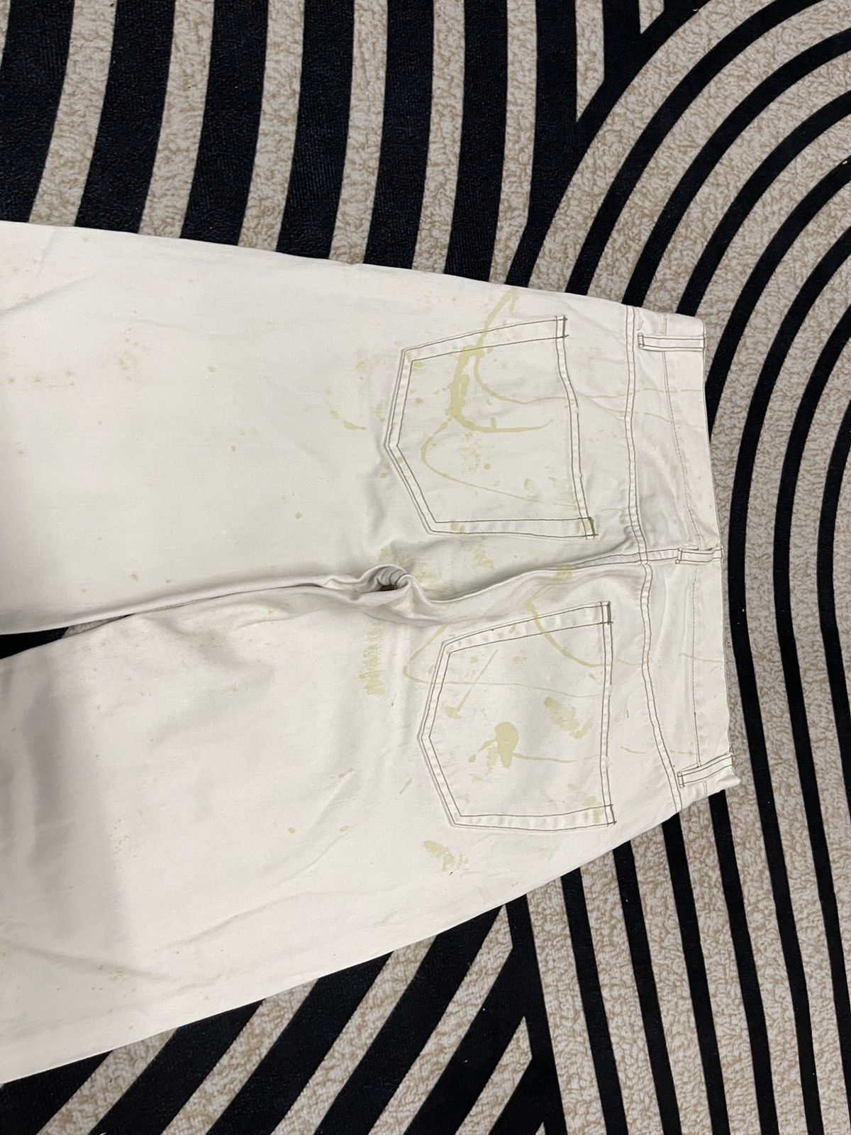 Japanese Brand 90s POWER TO THE PEOPLE DISTRESSED SPLASH PAINT RARE DESIGN Size US 28 / EU 44 - 14 Thumbnail
