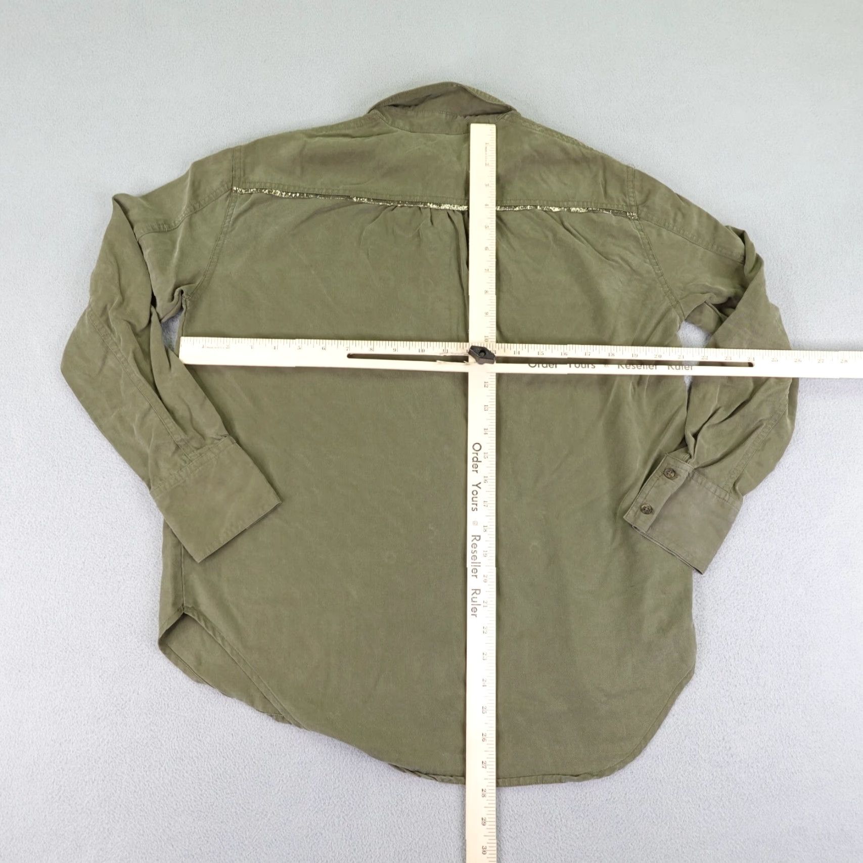 Free People VINTAGE Free People Button-Up Shirt Womens Small Green Long Sleeve Collared Casual Top Size S / US 4 / IT 40 - 7 Thumbnail