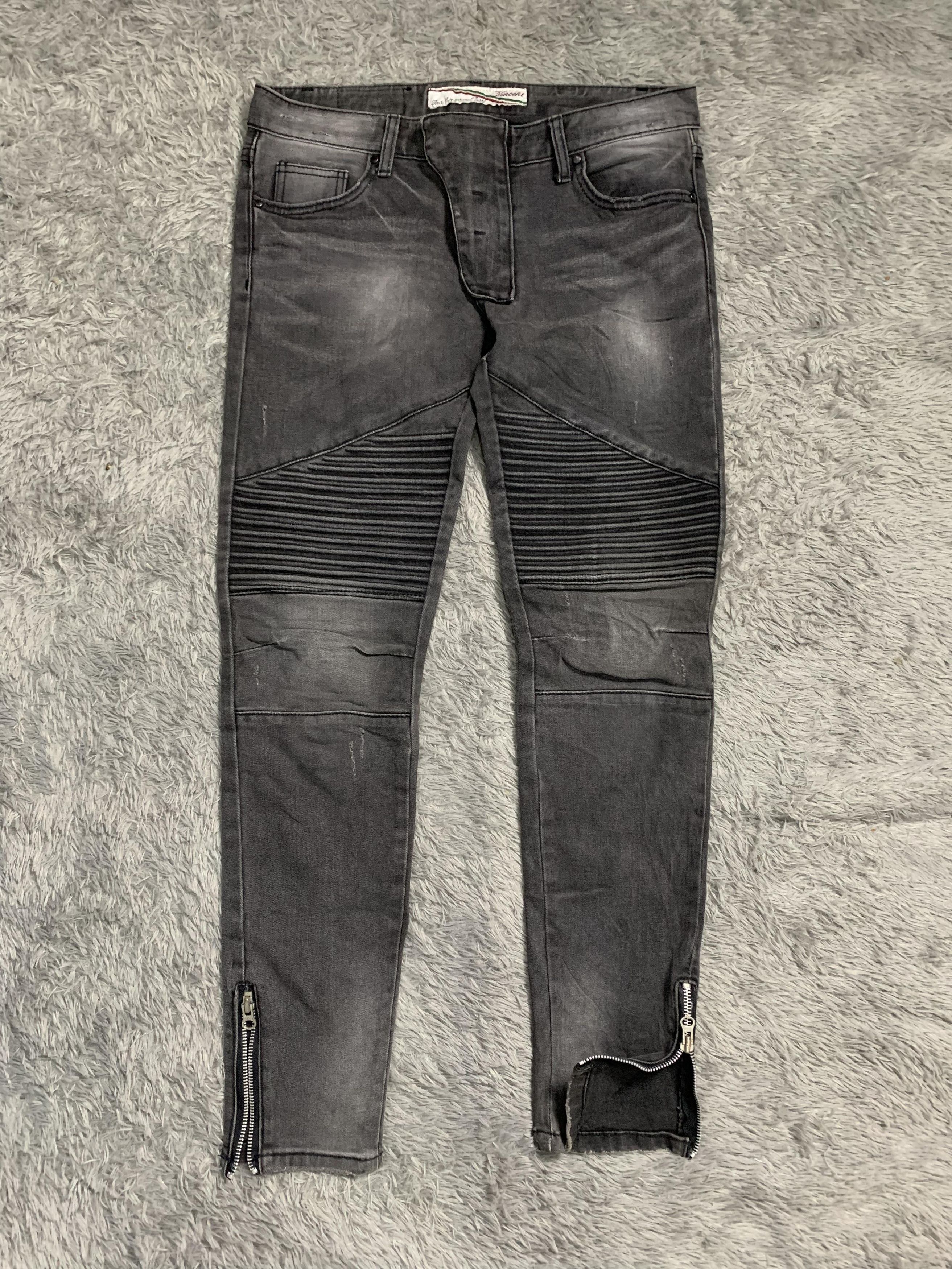 Japanese Brand Time-Worn Essentials Bikers Denim Balmain Style Size US 29 - 1 Thumbnail