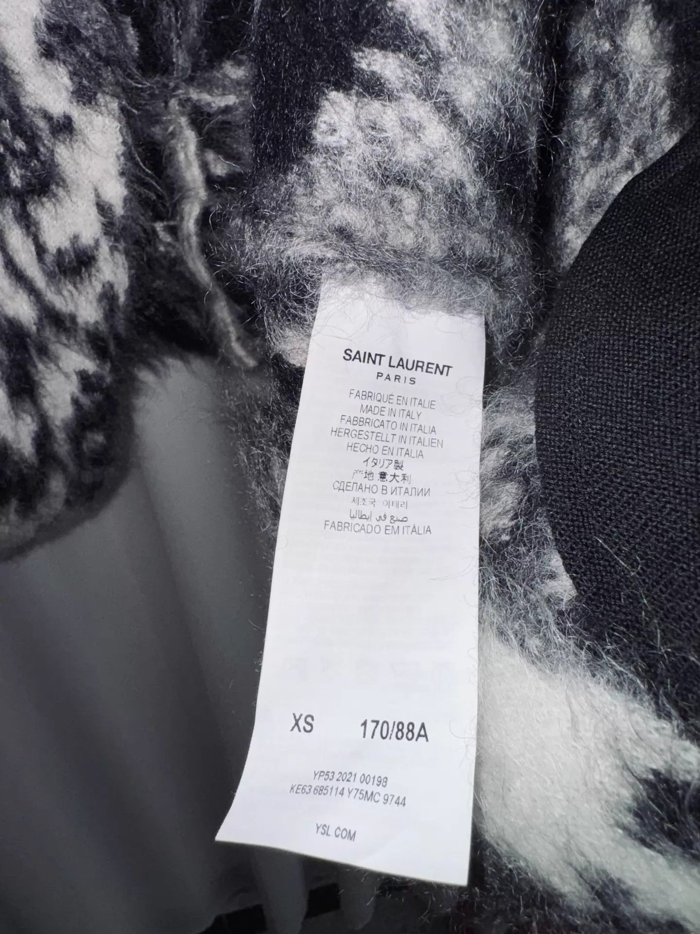 Saint Laurent Paris SLP 22SS Batwing Printed Mohair-Wool Unisex Jacket Size US XS / EU 42 / 0 - 4 Thumbnail