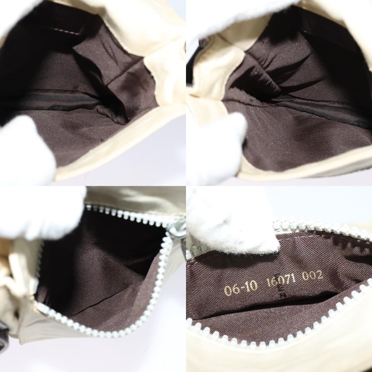 FENDI Shoulder Bag Canvas White Silver