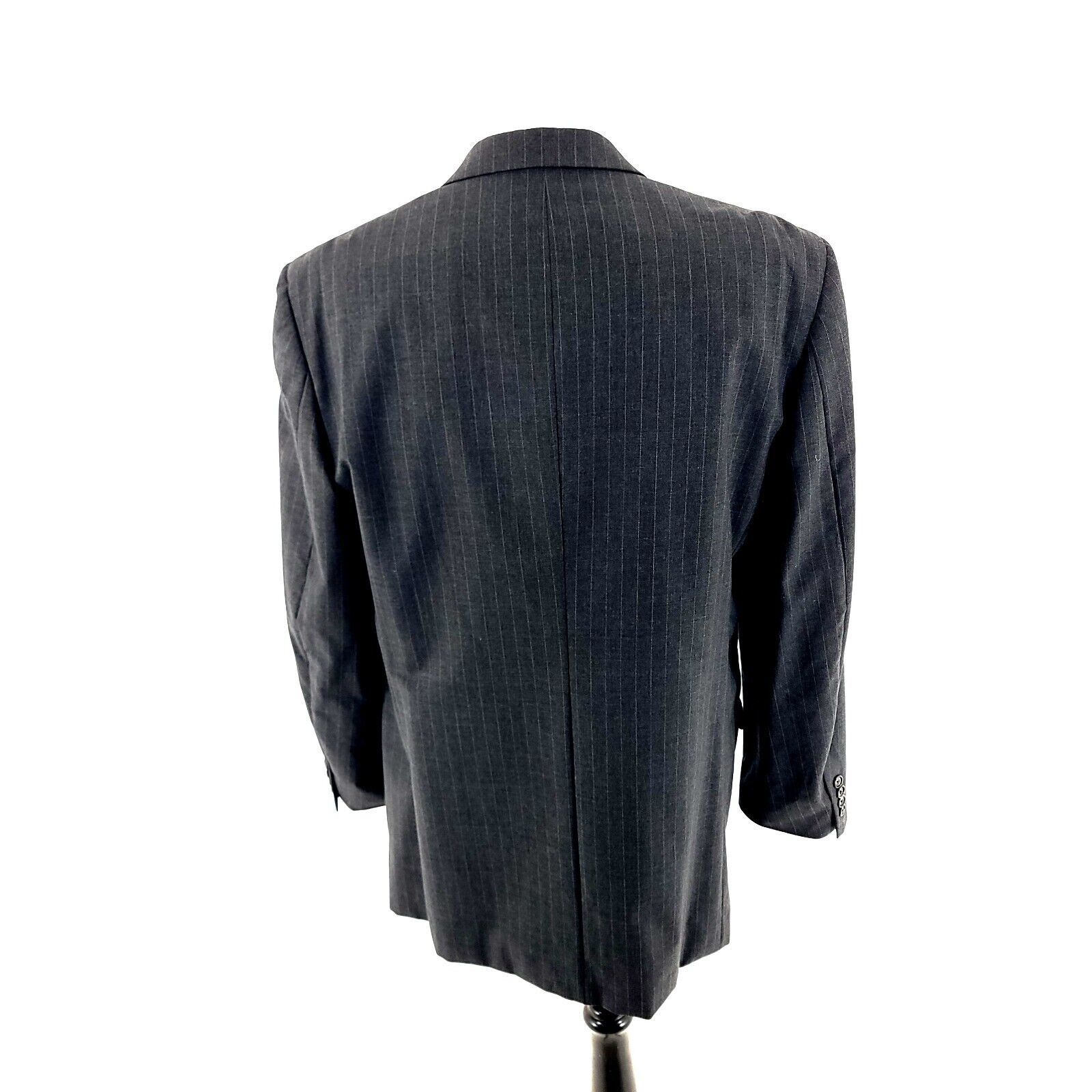 Stafford DAMAGED Stafford Wool 3 Button Suit Jacket 42L Gray Striped Size 42L - 6 Thumbnail