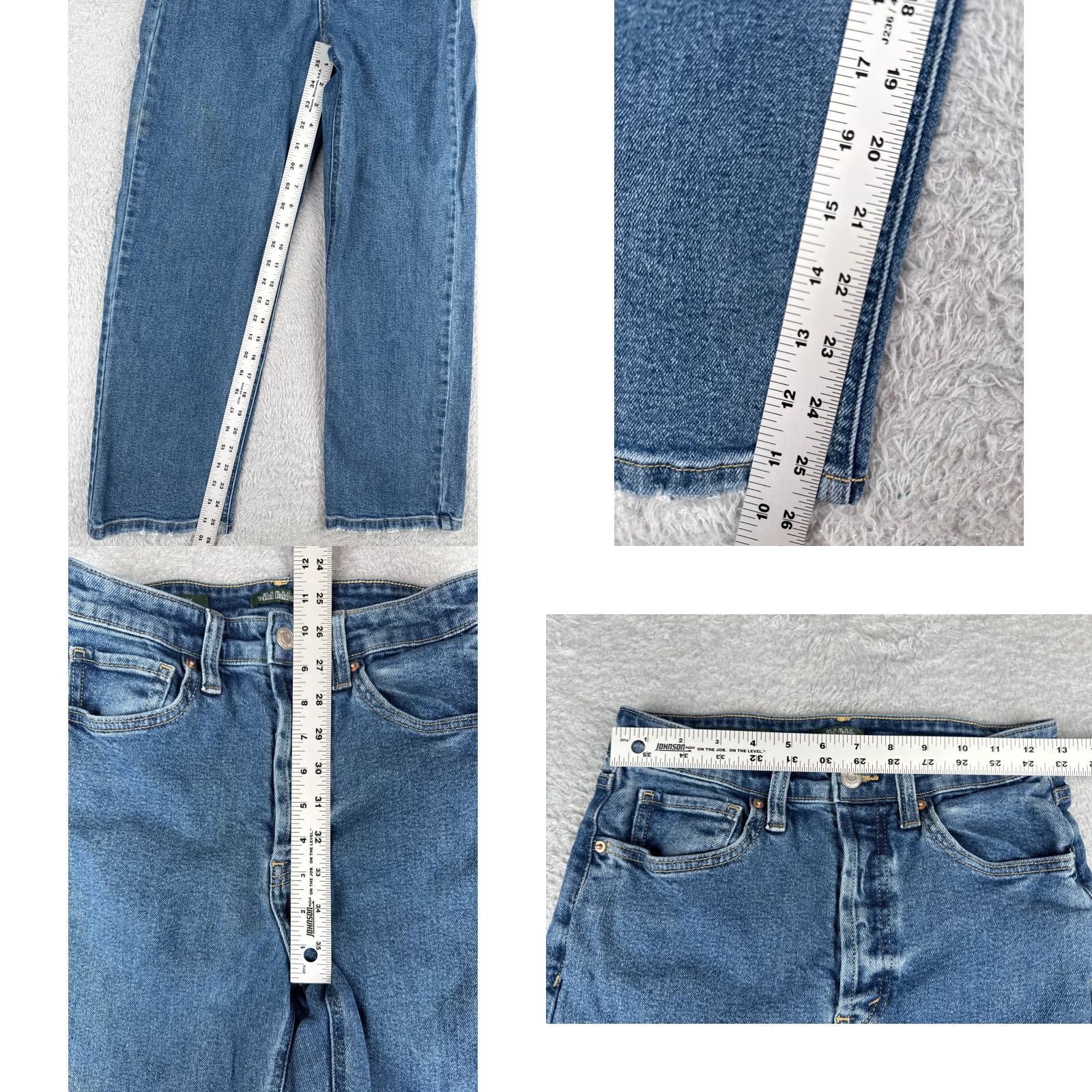Vintage Wild Fable Jeans Women Size 2 Blue Denim High Rise Straight 26x26 5-Pocket Distressed 90s Retro Womens Size 26" / US 2 / IT 38 - 8 Thumbnail