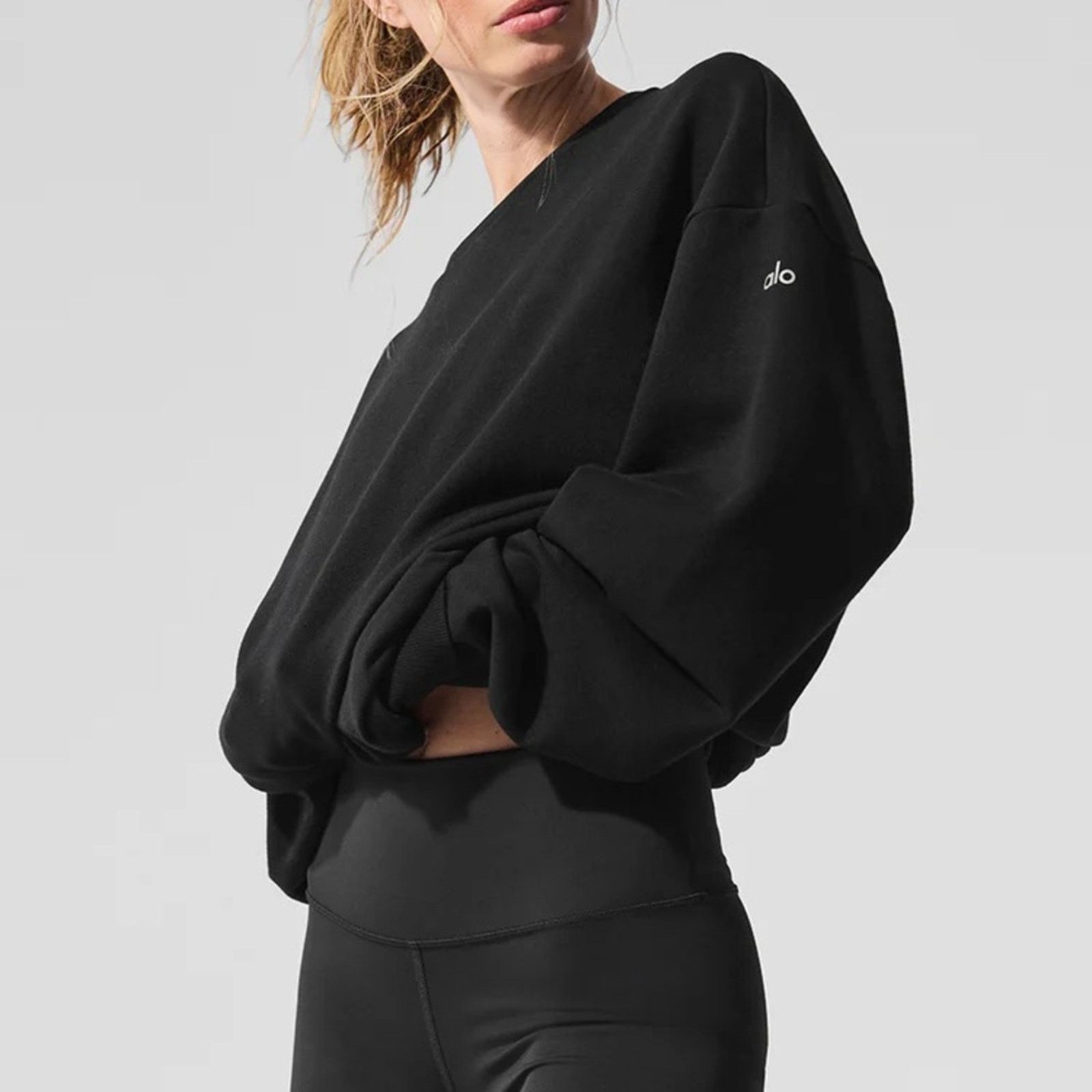 Alo Yoga ALO YOGA Black Chill Crew Neck Pullover $128 Sweatshirt Top Size S / US 4 / IT 40 - 7 Thumbnail