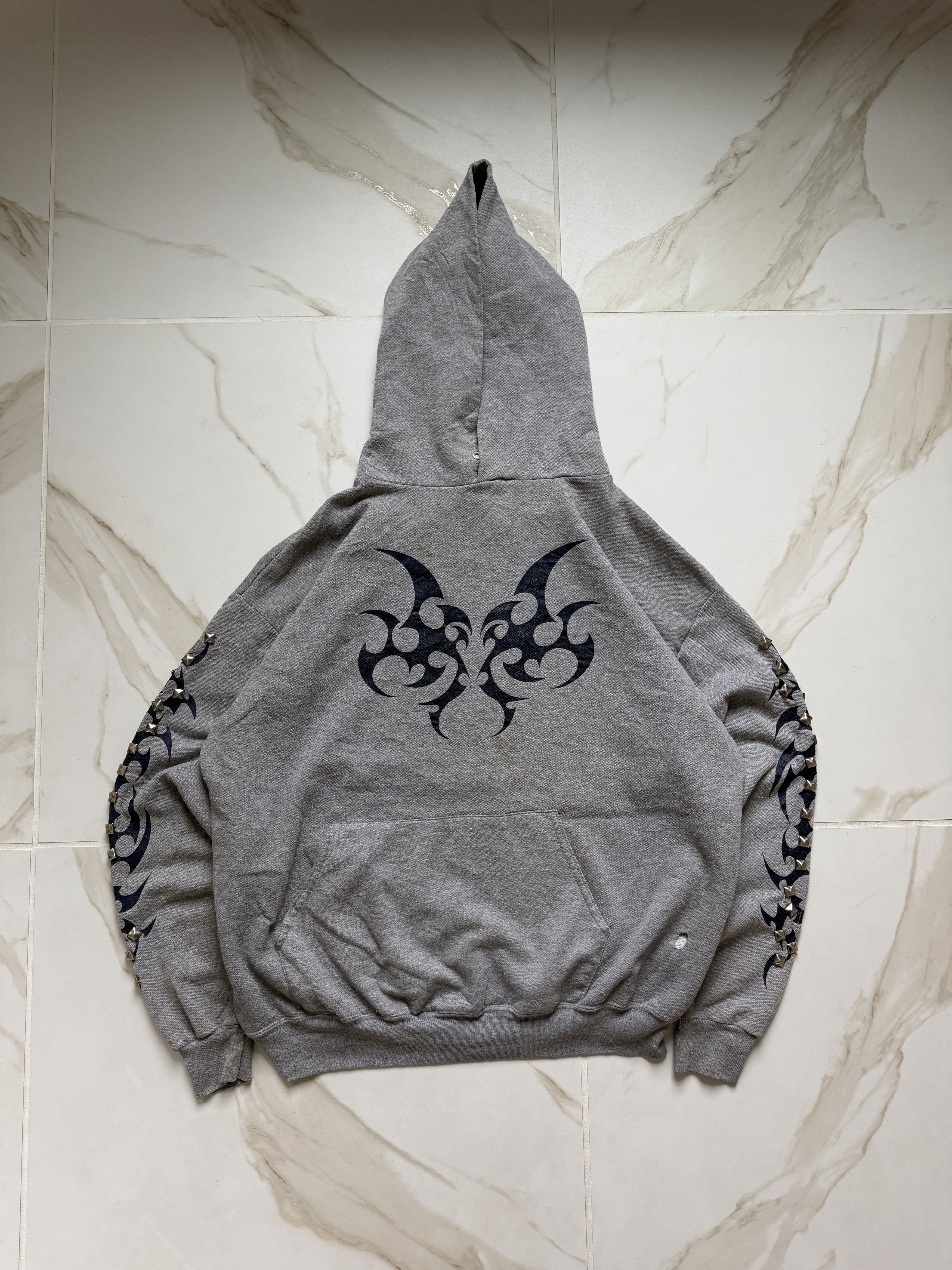 Vintage Crazy Y2K Baggy Rhinestone Y2K Tribal Hoodie Sweatshirt Size US L / EU 52-54 / 3 - 1 Thumbnail