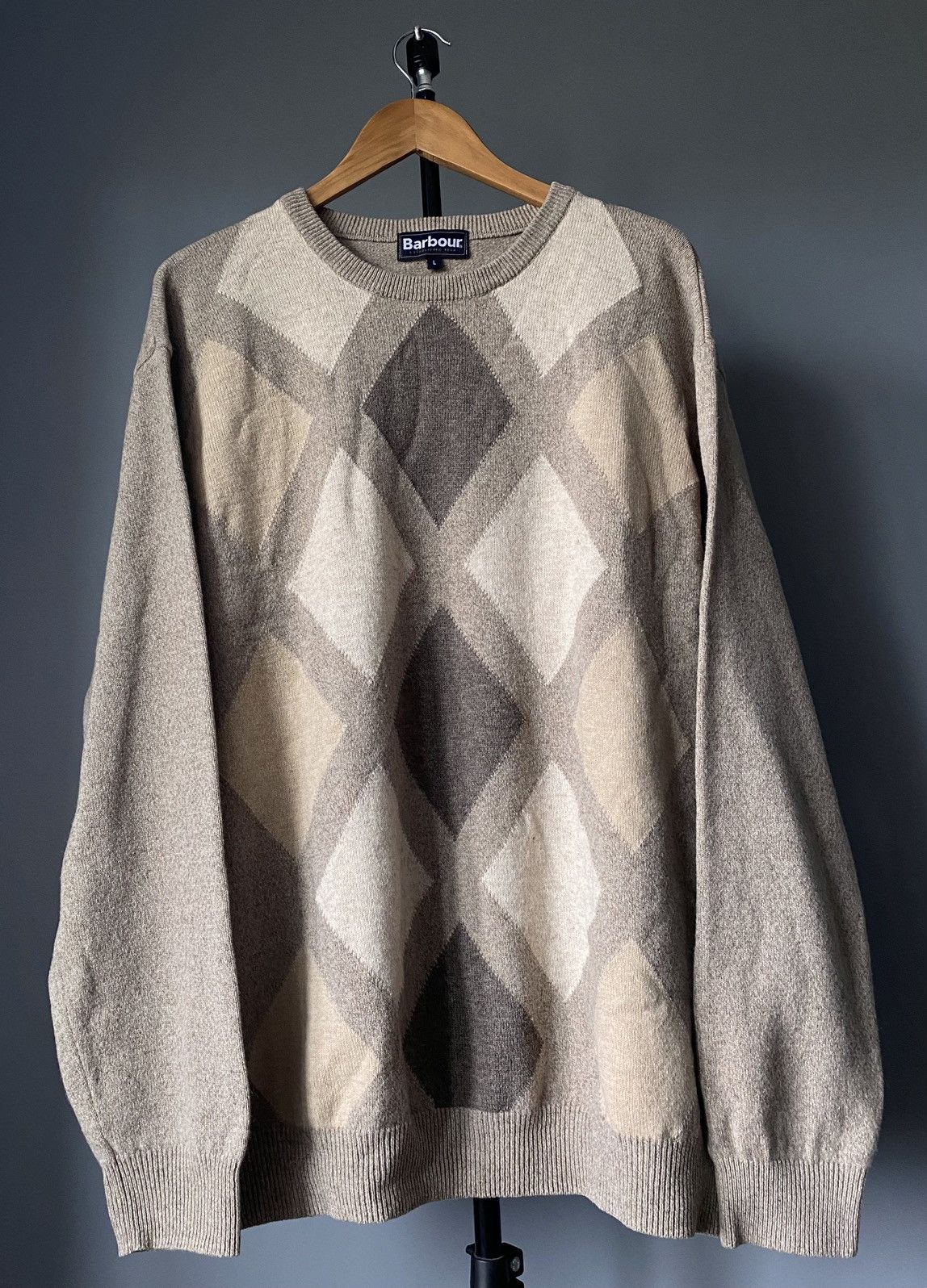 Barbour Barbour Diamond Printed Plaid Checkered Wool Vintage Sweater Size US L / EU 52-54 / 3 - 5 Thumbnail